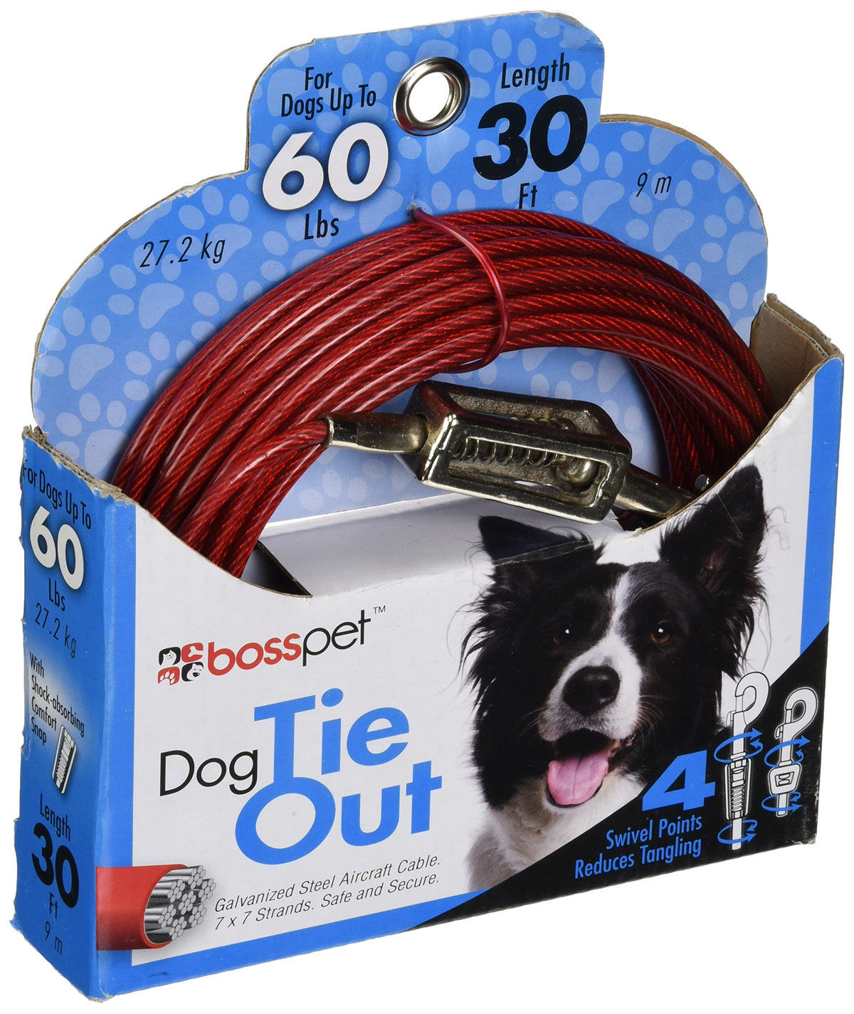 Boss Pet Products Q3530 Spg 99 Cable Dog Tie Out 30 Large