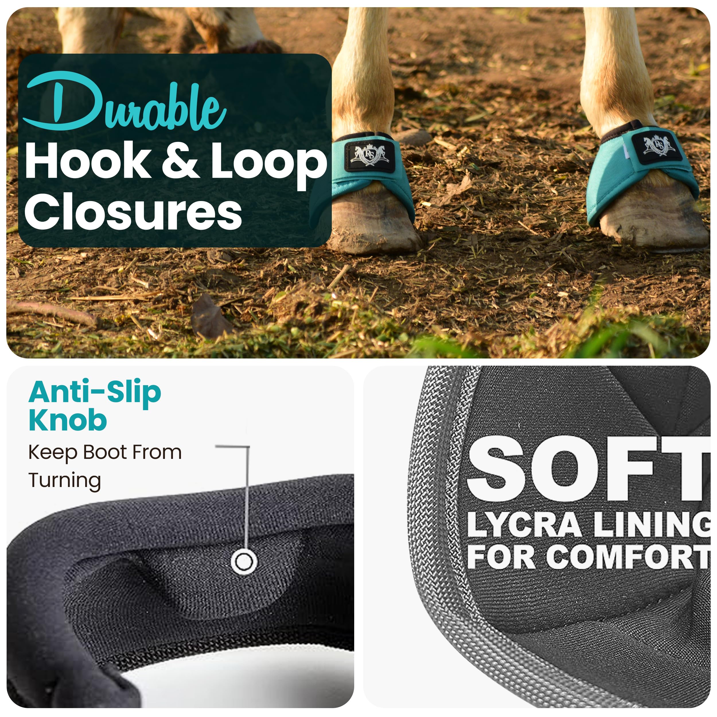 Rs Premium Horses Horse Bell Boots (Turquoise, Medium)