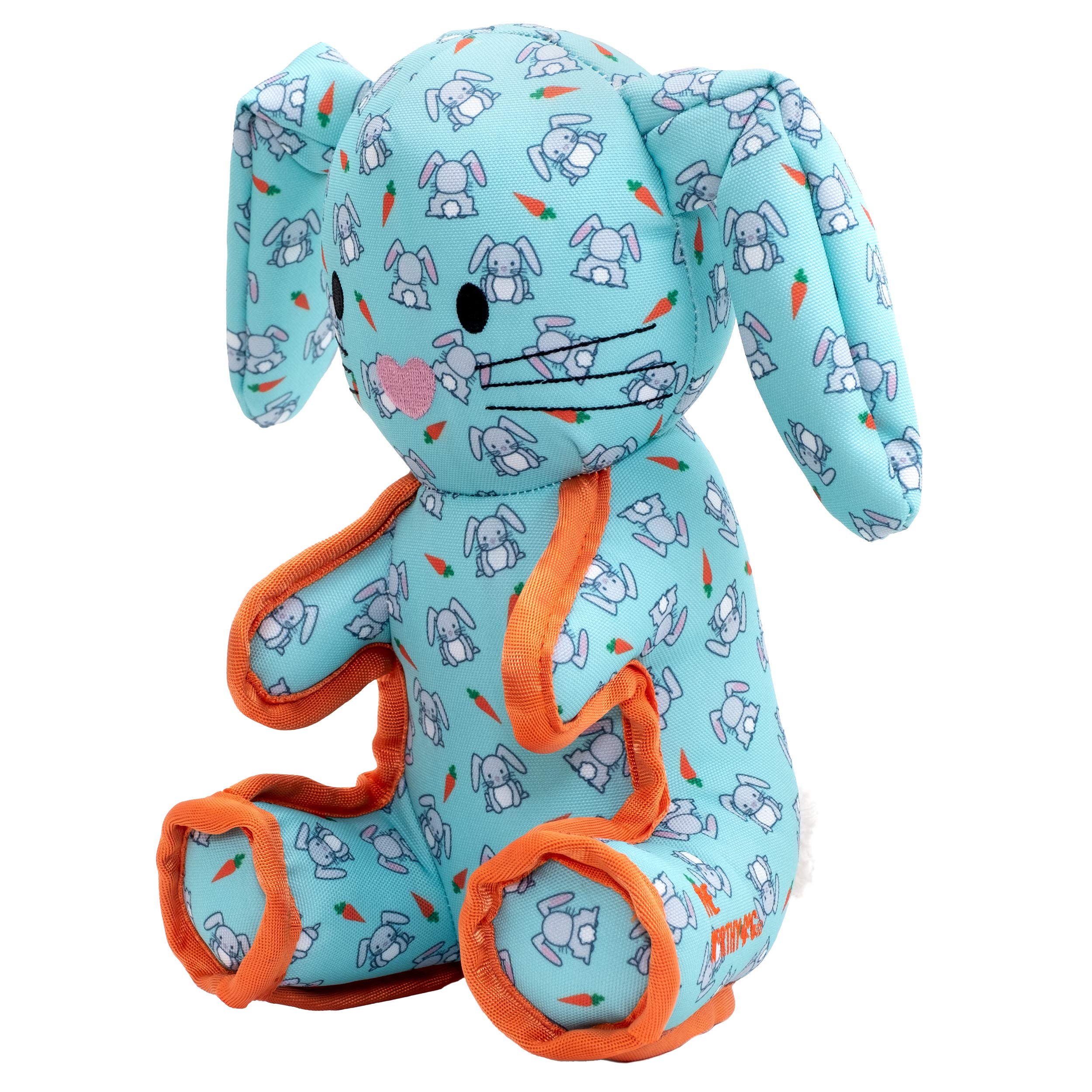The Worthy Dog Bunny Patterned Chew Toy Blue/Orange, Fun Fetch Play With Squeaker For Dogs Durable Material Small