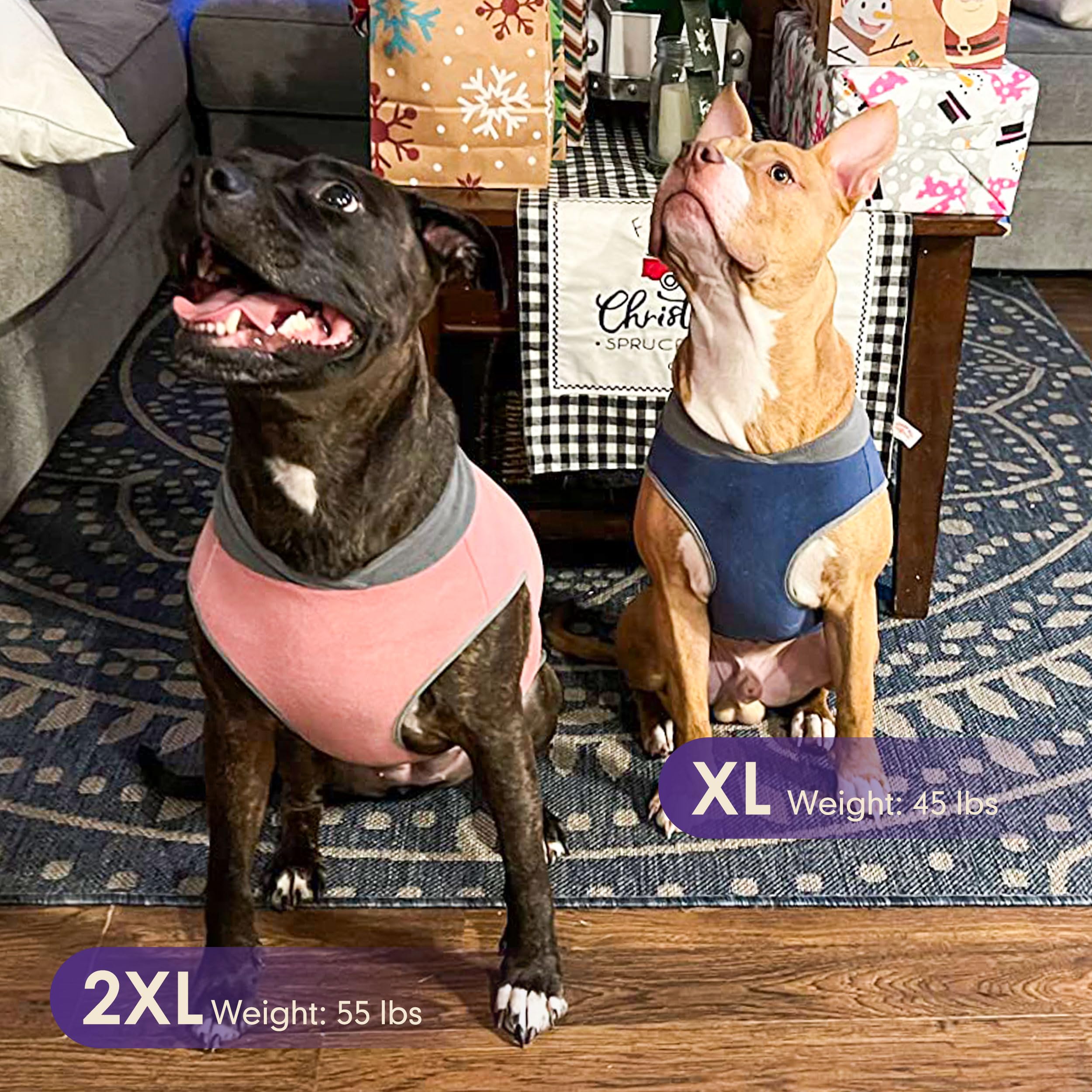 Cyeollo 2 Pack Dog Sweater - Fleece Vest & Pullover Dog Sweatshirt For Large Dogs - Reflective, Lightweight, Pink & Grey, Girl P