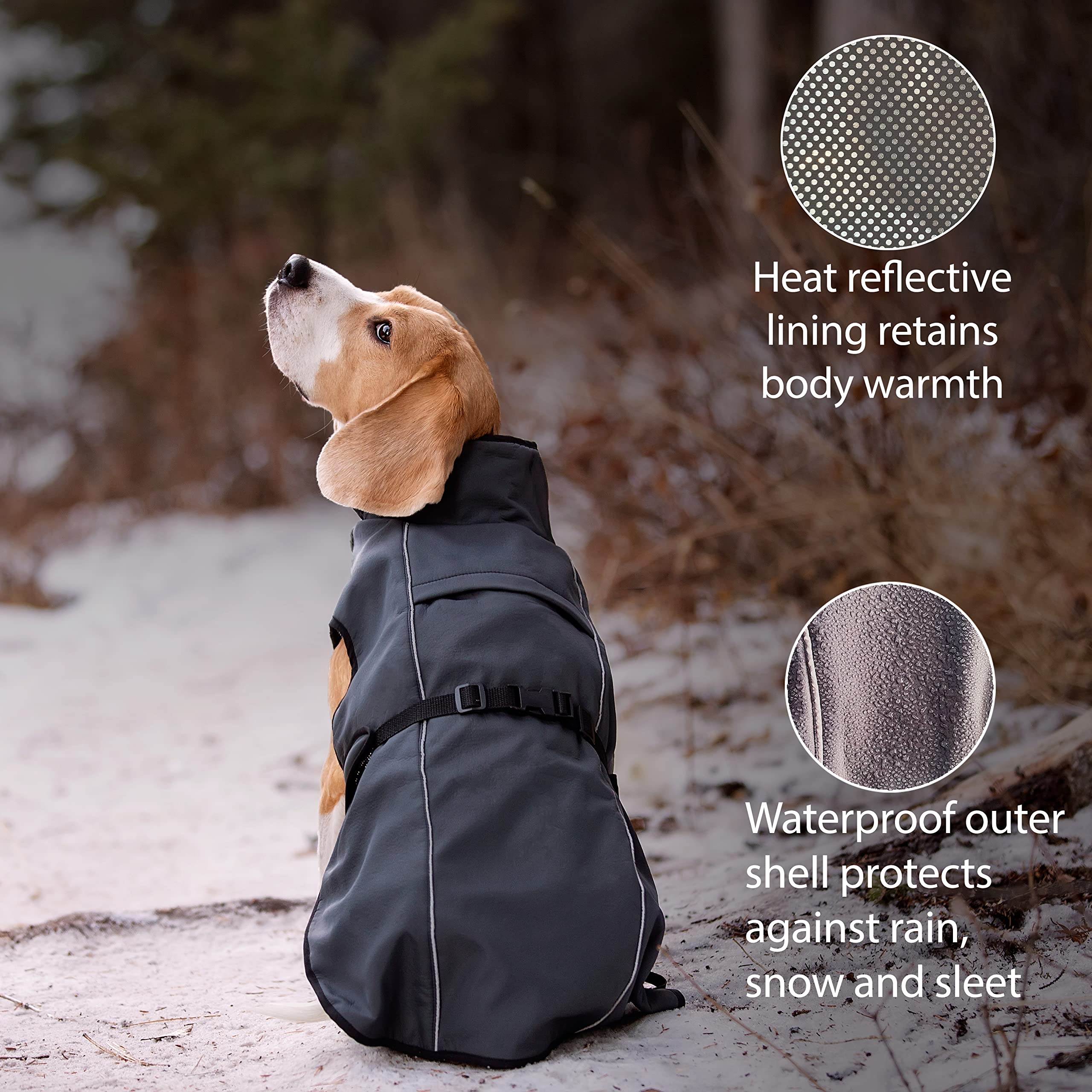 Lucolove Dog Winter Coat - Waterproof Heat-Retaining Insulated Vest - Easy On/Off And Lightweight - For All Weather Conditions -