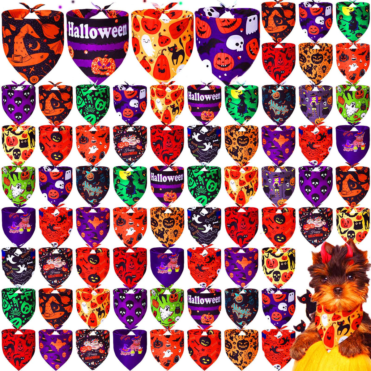 Locmeo 100 Pcs Christmas Dog Bandanas Bulk Xmas Dog Bandanas Adjustable Santa Claus Gingerbread Man Deer Pattern Pet Bibs Triang