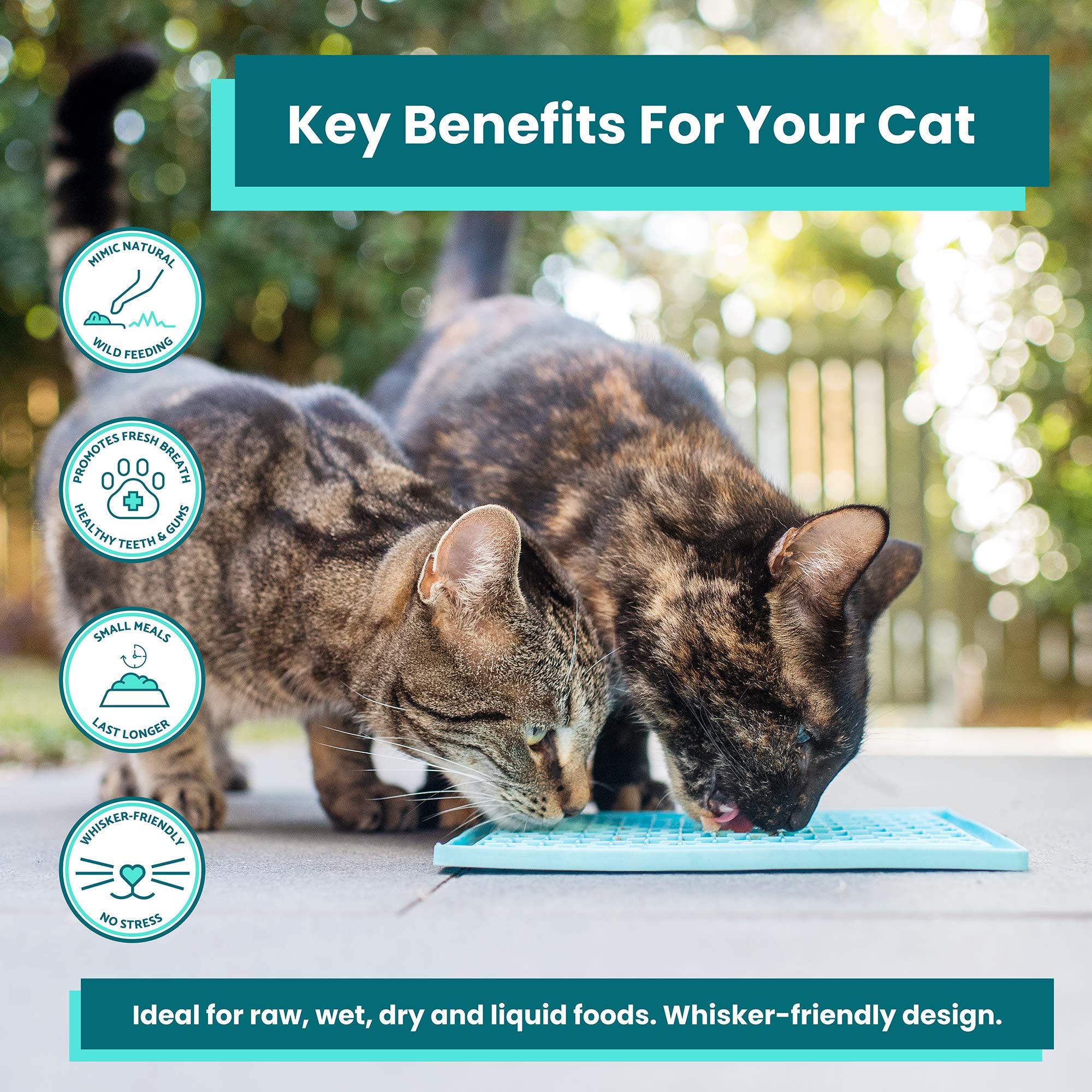 LickiMat Classic Playdate, Cat Slow Feeder Lick Mat, Boredom Anxiety Reducer; Perfect for Food, Treats, Yogurt, or Peanut Butter