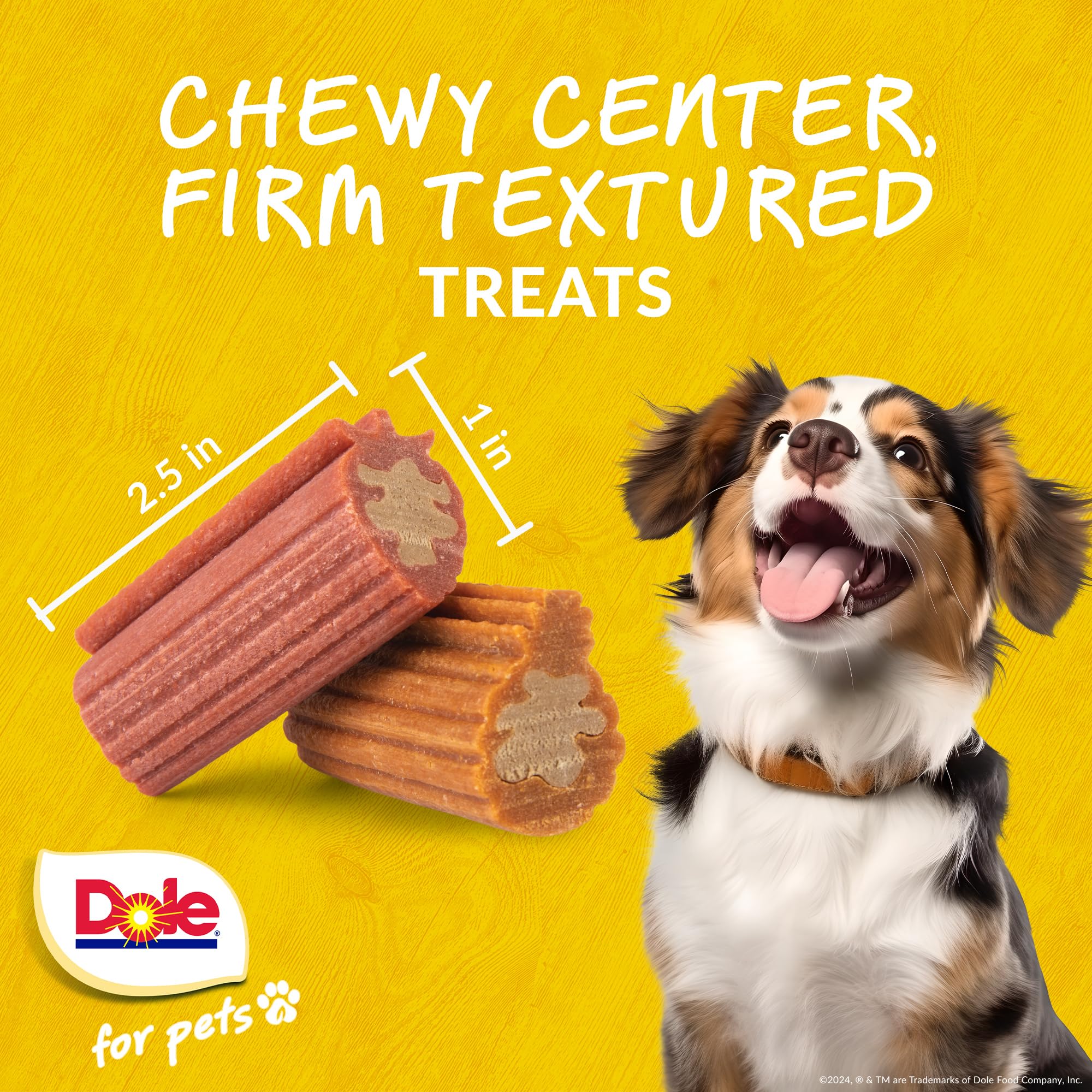 Dole for Pets Freshly Fetched Dog Chews, Strawberry & Pineapple Flavor Dog Treats | Flavored with Real Fruits, No Wheat, Corn, S