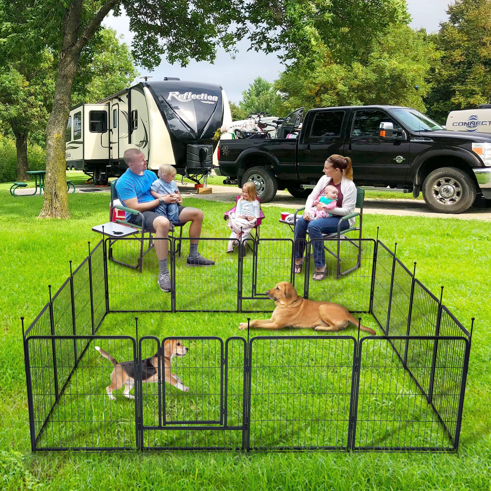 Tmee Dog Playpen, 40'' Height 16 Panels Outdoor Dog Fence Pet Play Pen, Puppy Pens For Large/Medium/Small Dogs, Ideal For Rv, Ca