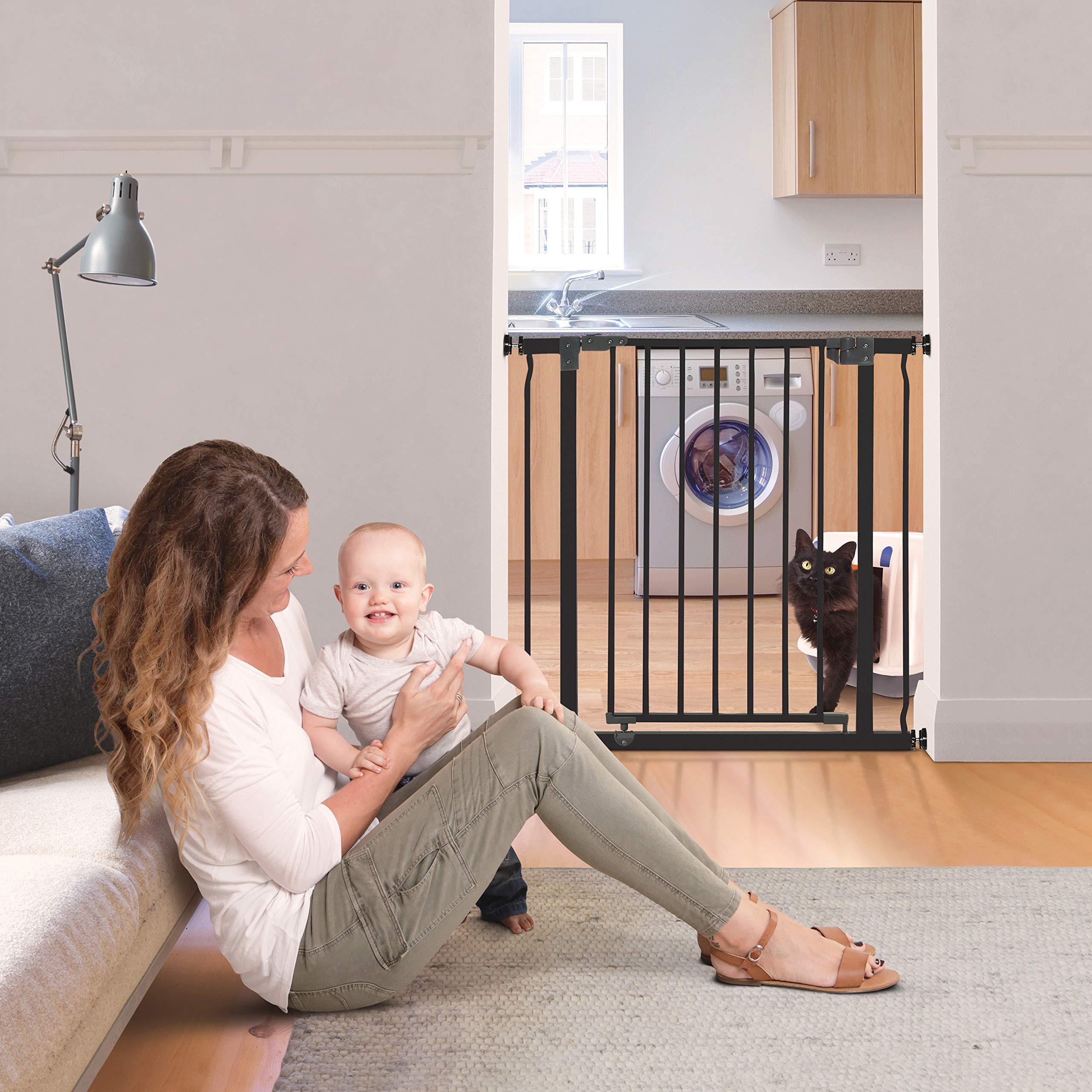 Dreambaby Liberty Walk Thru Baby Safety Gate Set - with 3.5inch Extension Panel, Fits 29.5-36.5inch Openings - Pressure Mounted