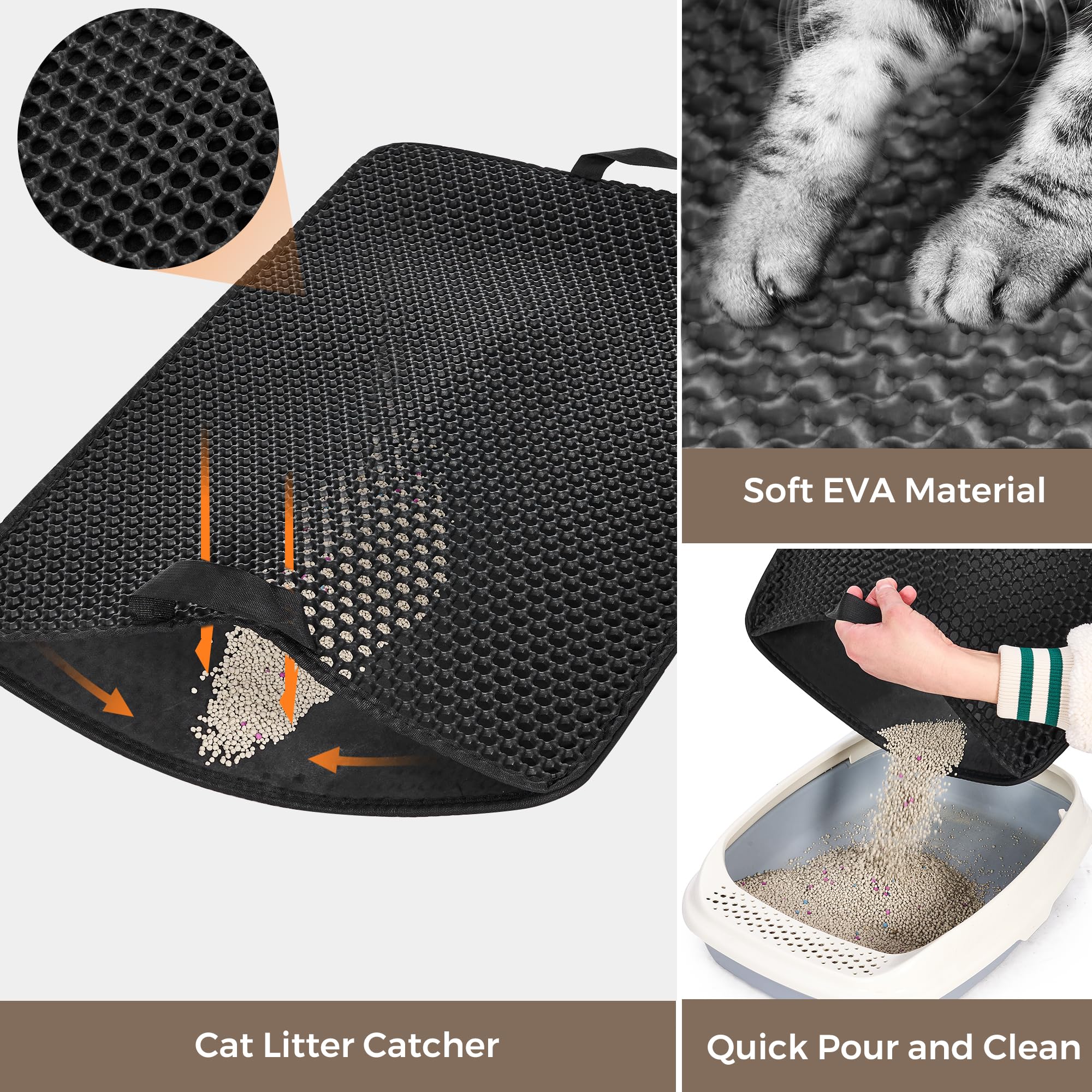 Cat Litter Box Enclosure With Litter Trapping Mat; Handwoven Plastic Rattan Cat House; No Installation Hidden Cat Washroom; Pet