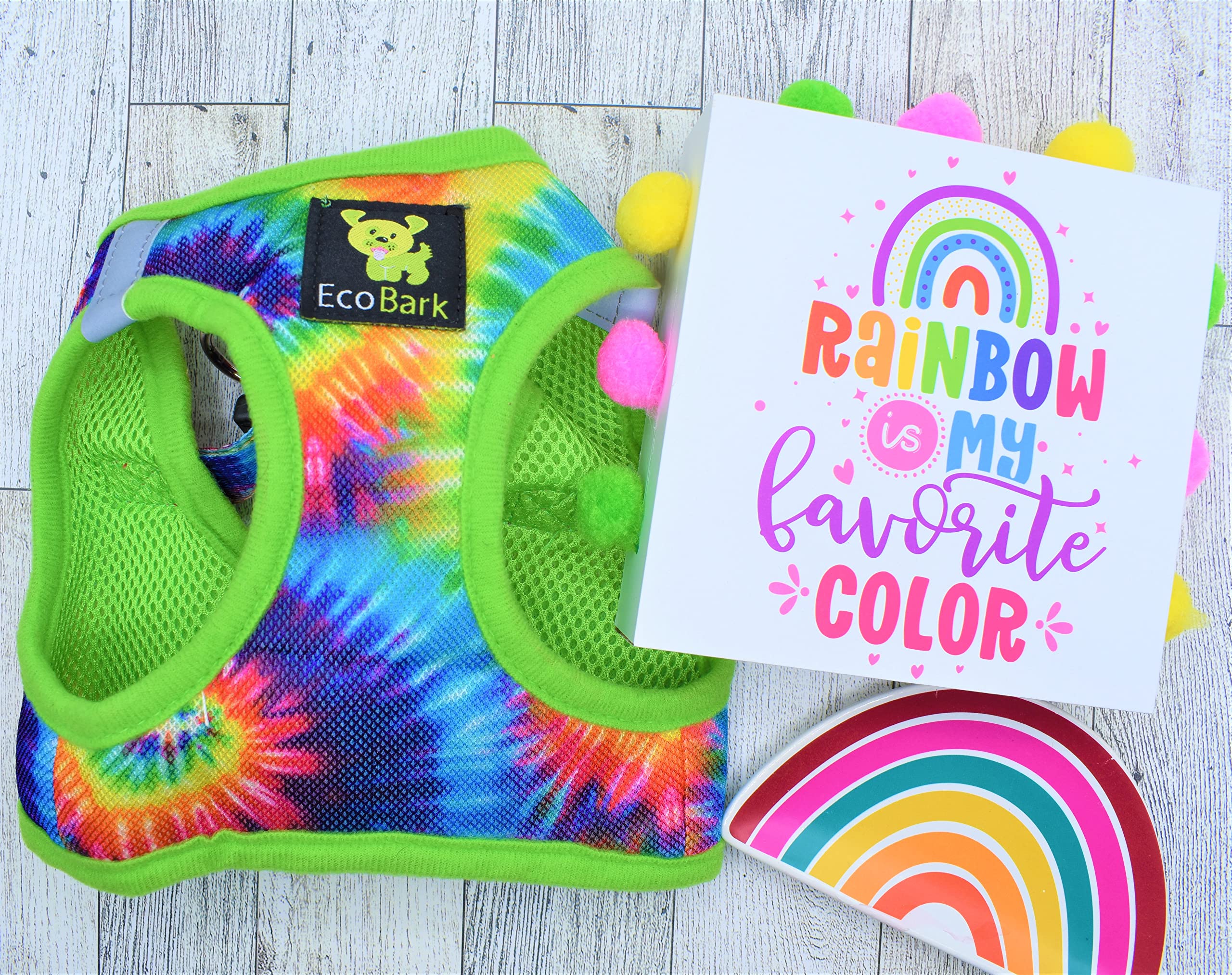 Ecobark Step In Dog Harness - Soft Mesh Dog Vest Harnesses For Puppies And Small Dogs - Reflective And Adjustable No Pull And No Choke Halter Harness - Mesh Comfort Padded Body Harness (Tie-Dye, Xs)