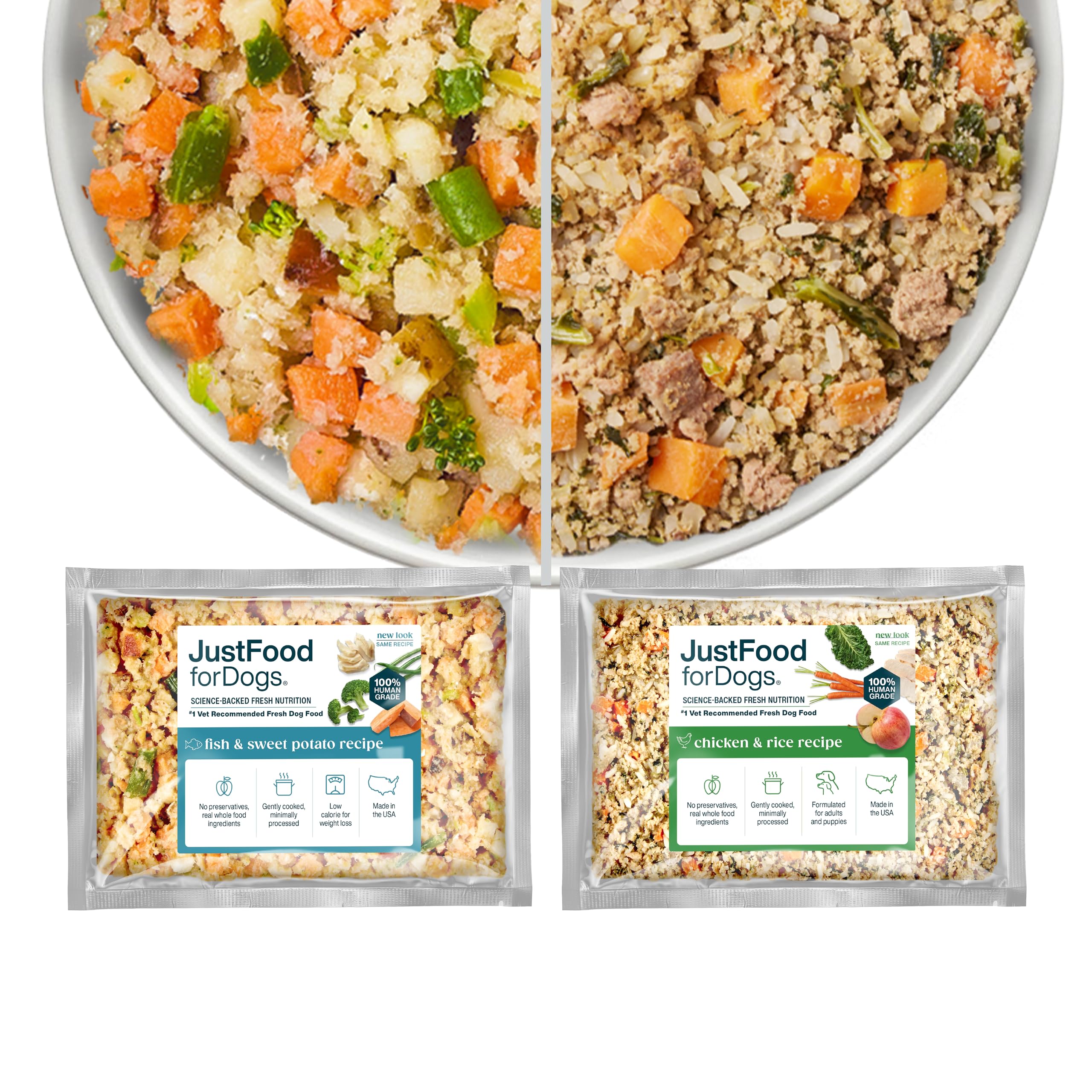 JustFoodForDogs Puppy Frozen Fresh Dog Food Variety Pack, Complete Meal or Dog Food Topper, Fish & Chicken Human Grade Dog Food