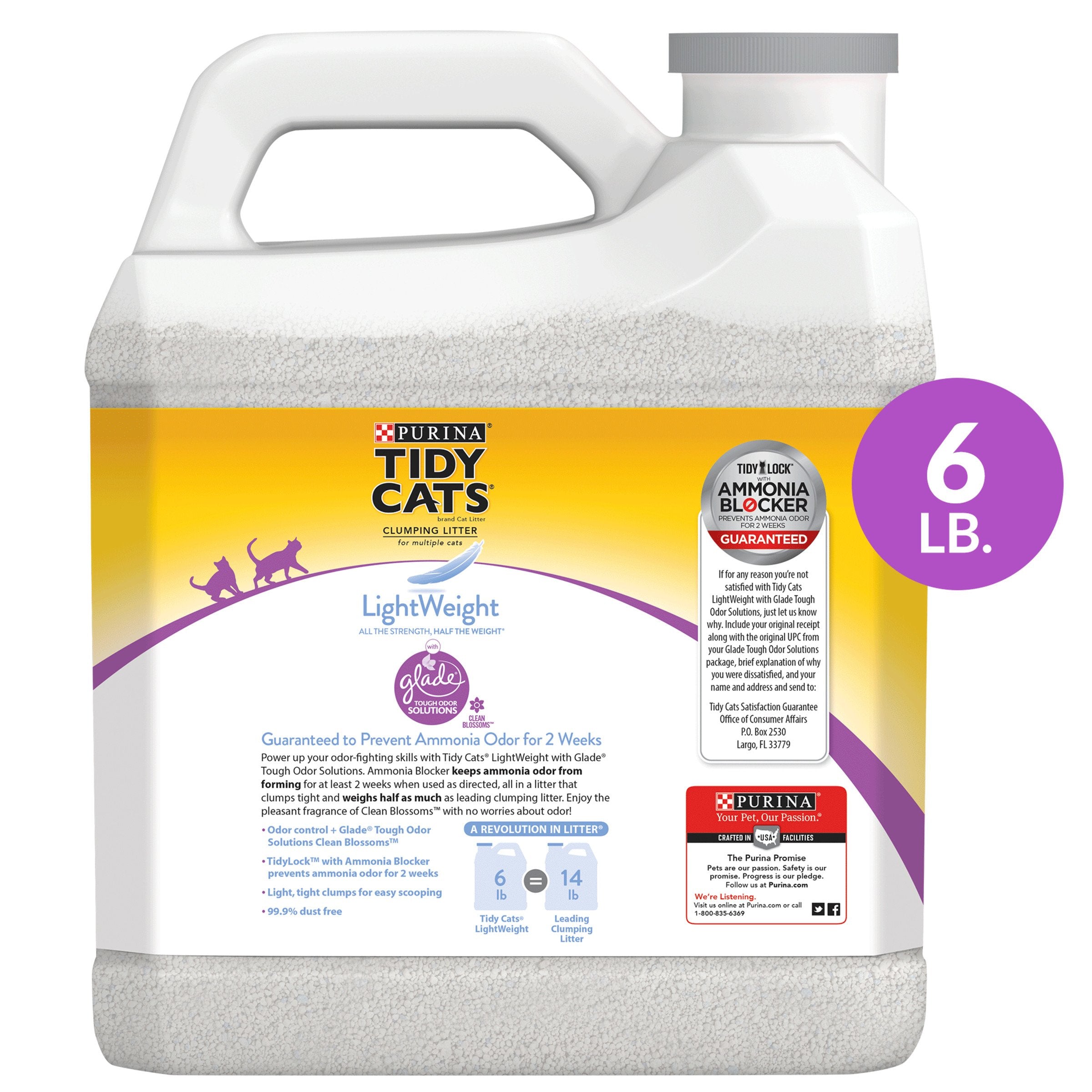 Purina Tidy Cats Light Weight, Low Dust, Clumping Cat Litter, LightWeight Glade Clean Blossoms Multi Cat Litter - 6 lb. Jug