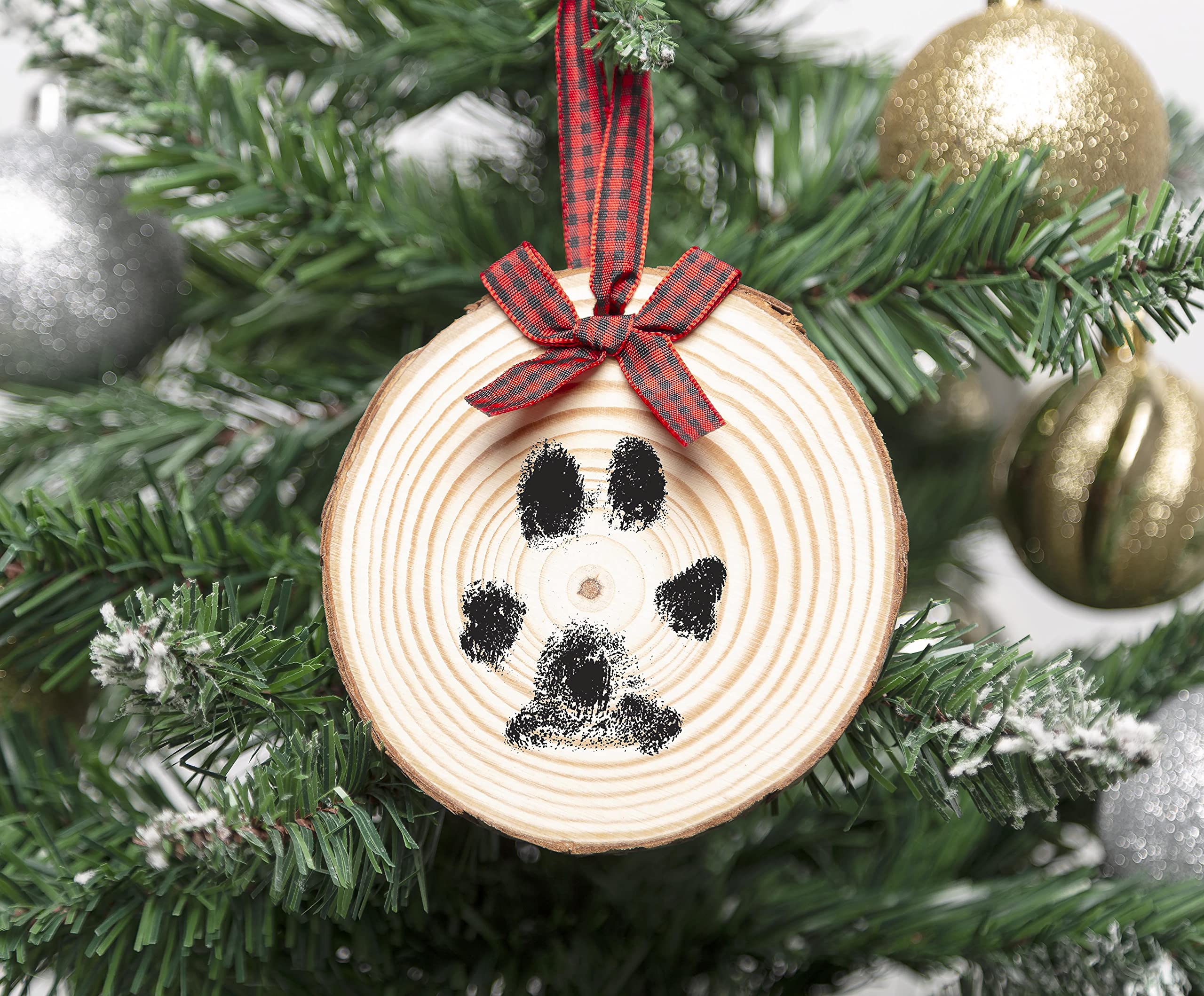 Pearhead Rustic Wood Paw Print Ornament Kit - DIY Pet Keepsake, 1-Pack, Wooden Ink Print, Model 50195