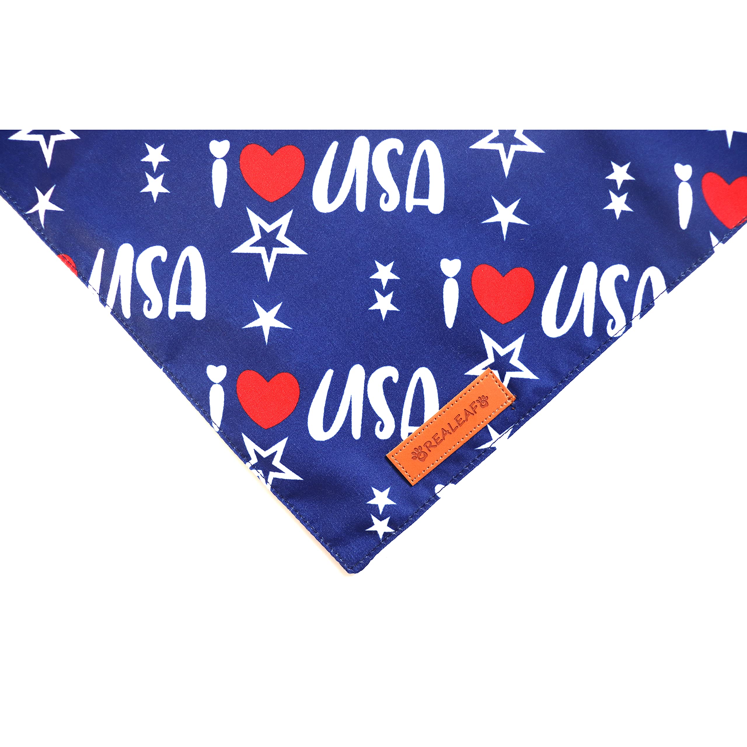 Realeaf 4Th Of July Dog Bandanas 2 Pack, Triangle Reversible American Flag Pet Patriotic Scarf For Boy And Girl, Premium Durable