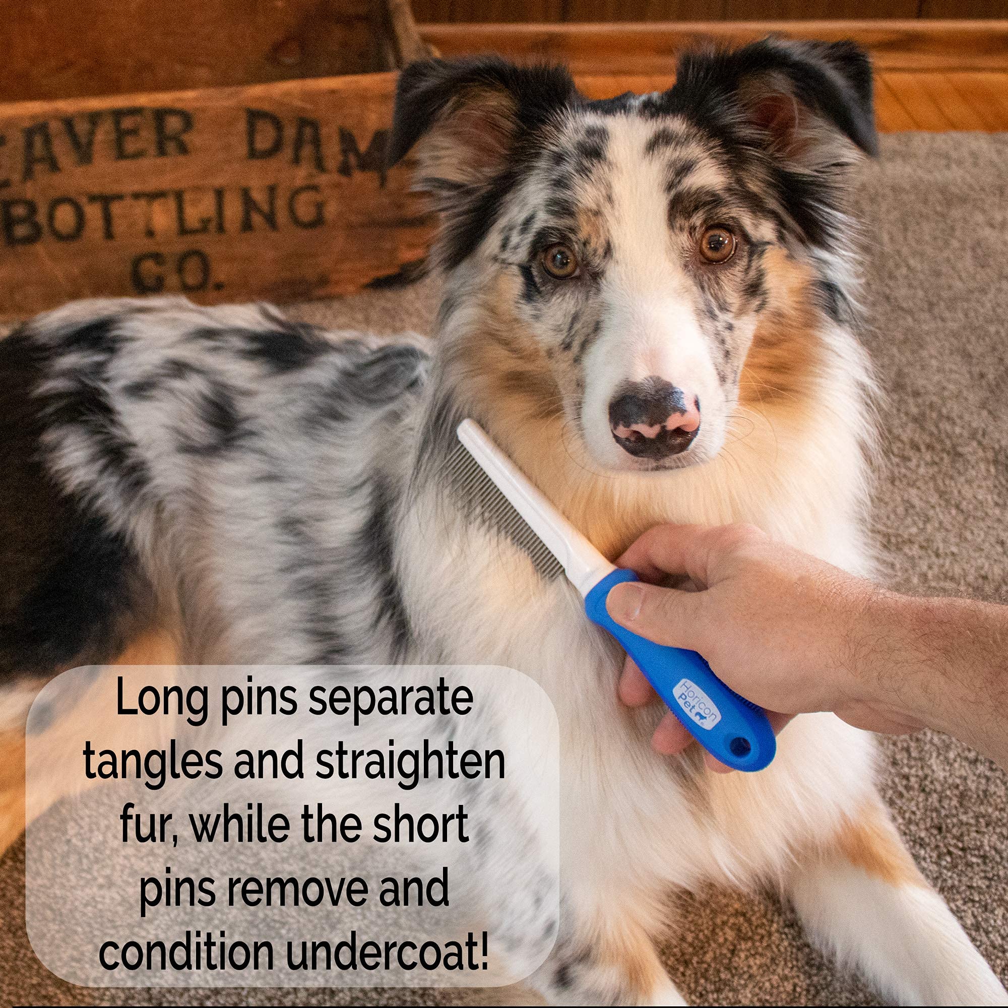 Horicon Pet 2 In 1 Dematting Razor Comb And 37 Pin Detangling Pet Comb Set - Removes Knots, Matted Fur, & Tangles Gently For Dogs & Cats