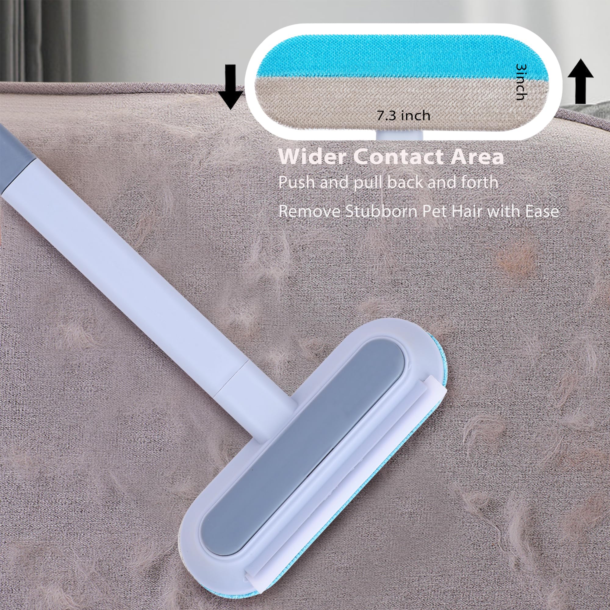 Happylong Pet Hair Remover For Furniture, Reusable, Washable Lint Brush For Dog And Cat Hair - 17.3Inch Extendable, Gentle On Co