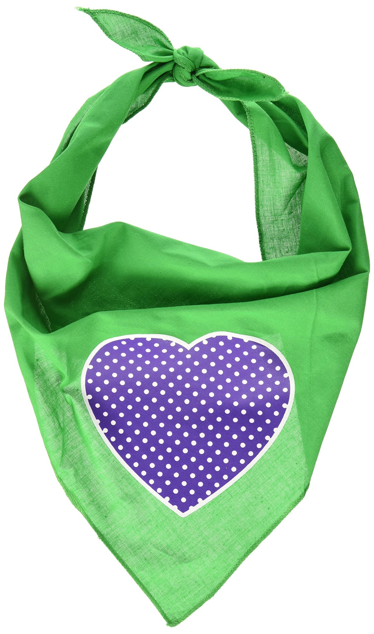 Pet and Dog Bandana Screen Printed, &quot;Purple Swiss Dot Heart&quot; Emerald Green Large