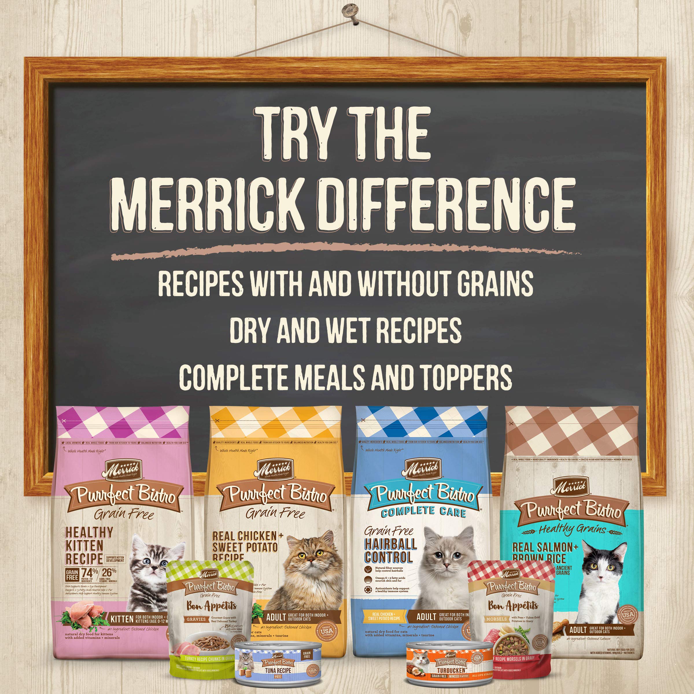 Merrick Purrfect Bistro Premium Grain Free Natural Dry Cat Food For Young Cats, Healthy Kitten Food Recipe - 7 lb. Bag