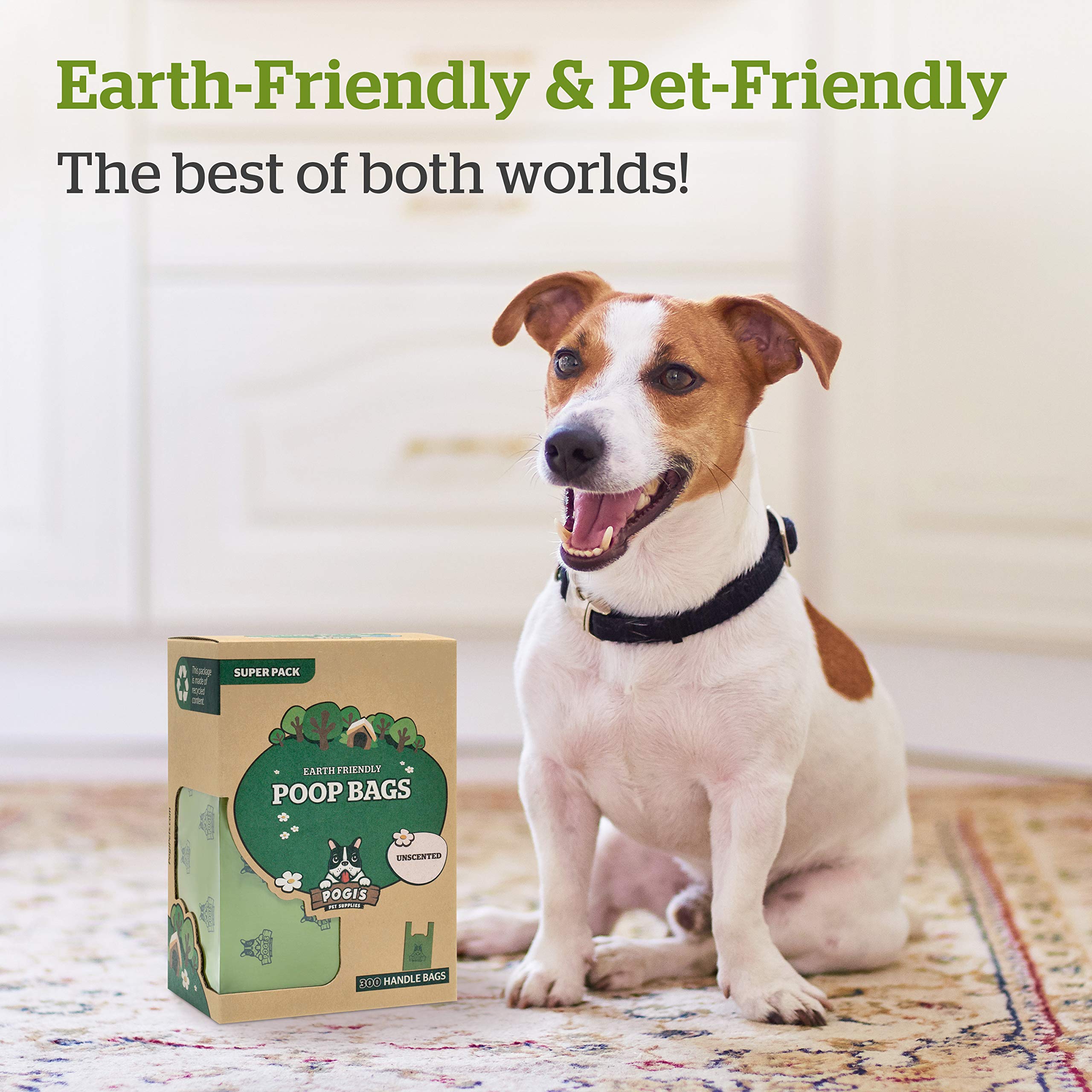 Pogi's Dog Poop Bags - 300 Unscented Leak-Proof Bags with Easy-Tie Handles - Ultra Thick Poop Bags for Dogs & Cats