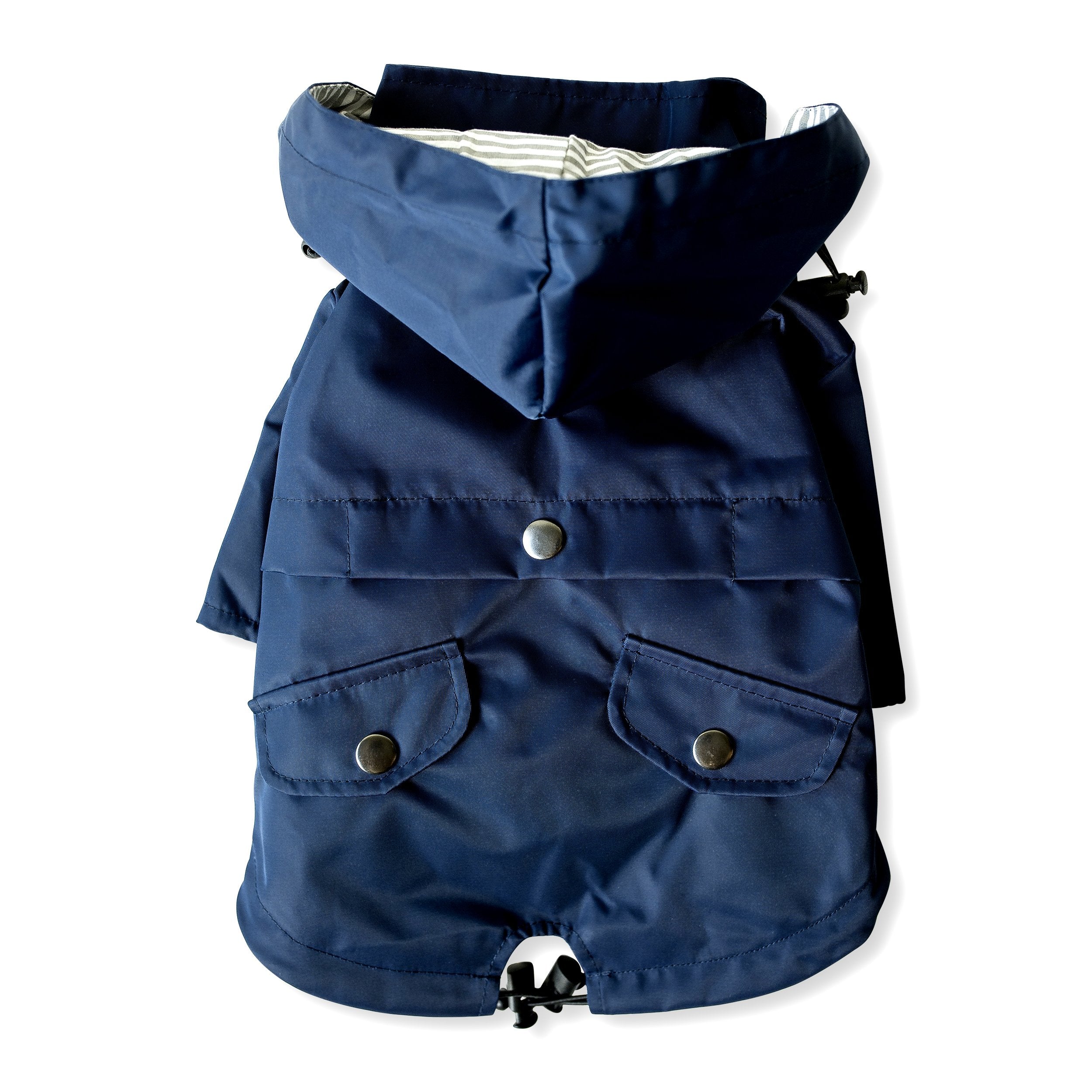 Ellie Dog Wear Dog Raincoat, Water Resistant, Reflective, Adjustable, Removable Hood, Small, Navy, Model ELD-n002