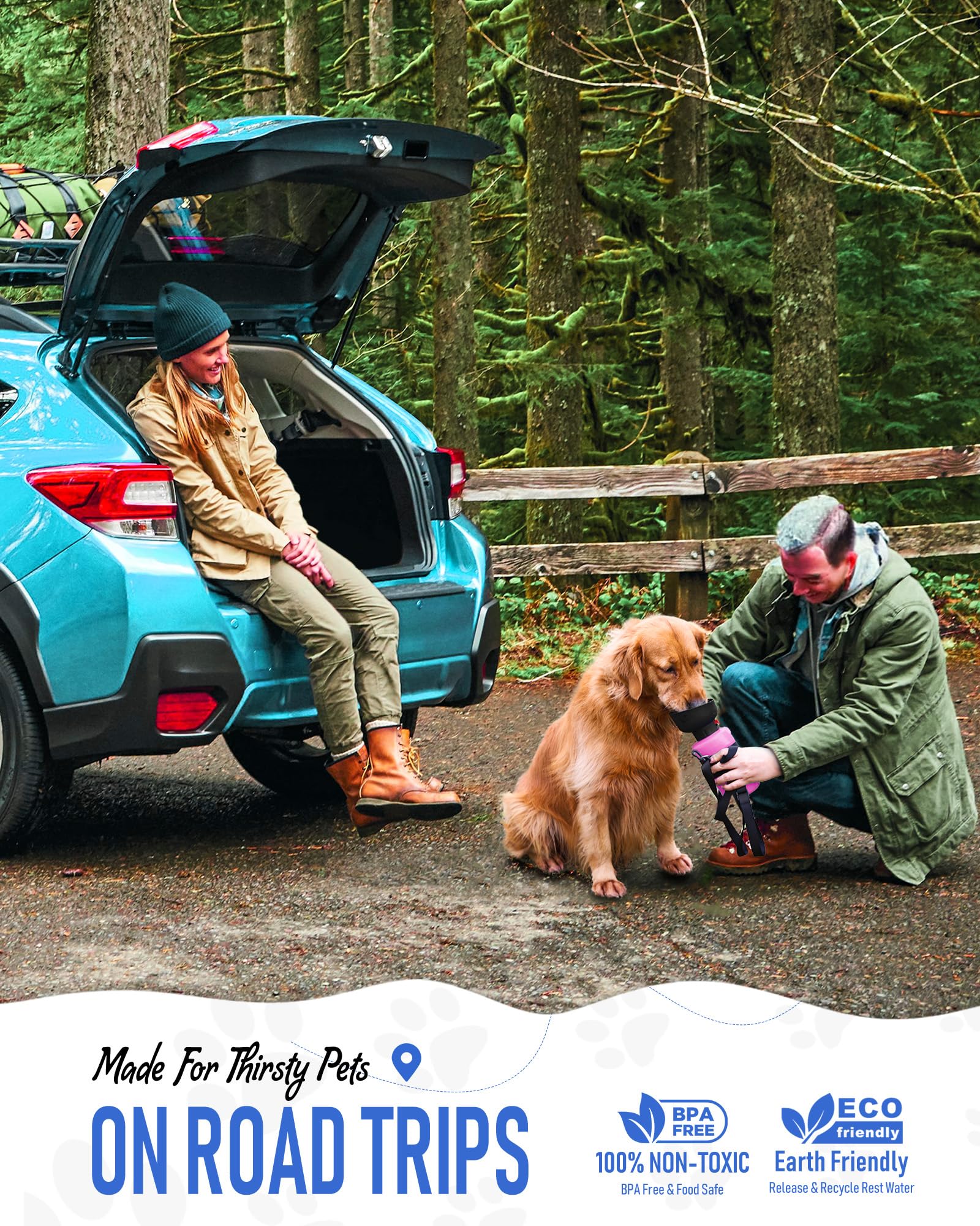 Lesotc Dog Water Bottle, Portable Water Dispenser With Bowl, Leak Proof Pet Travel Water Bottle Puppy Essentials Doggie Stuff Ac