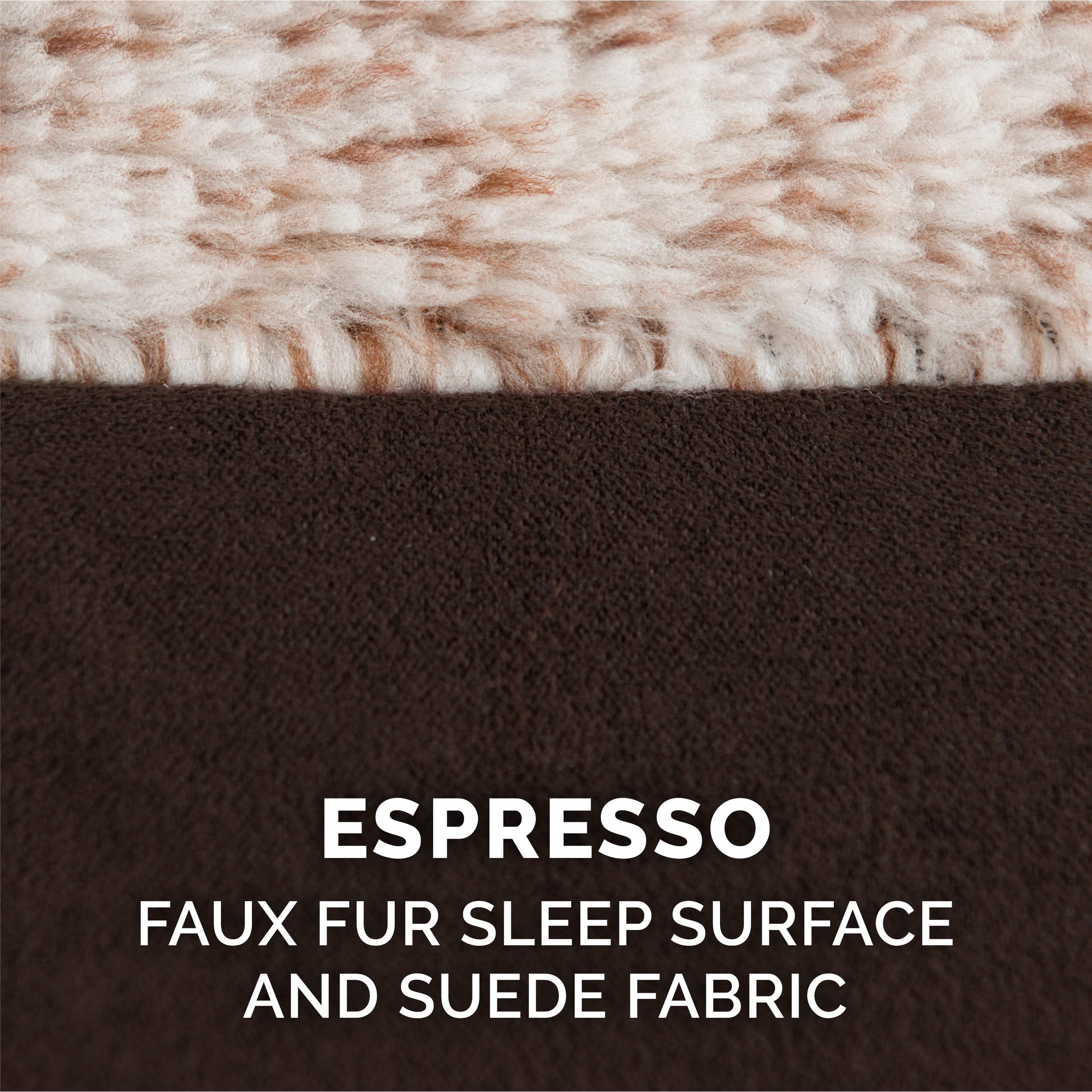 Furhaven Pet Products Two-Tone Faux Fur & Suede Memory Top Deluxe Chaise Lounge Pet Bed For Dogs & Cats - Espresso, Large