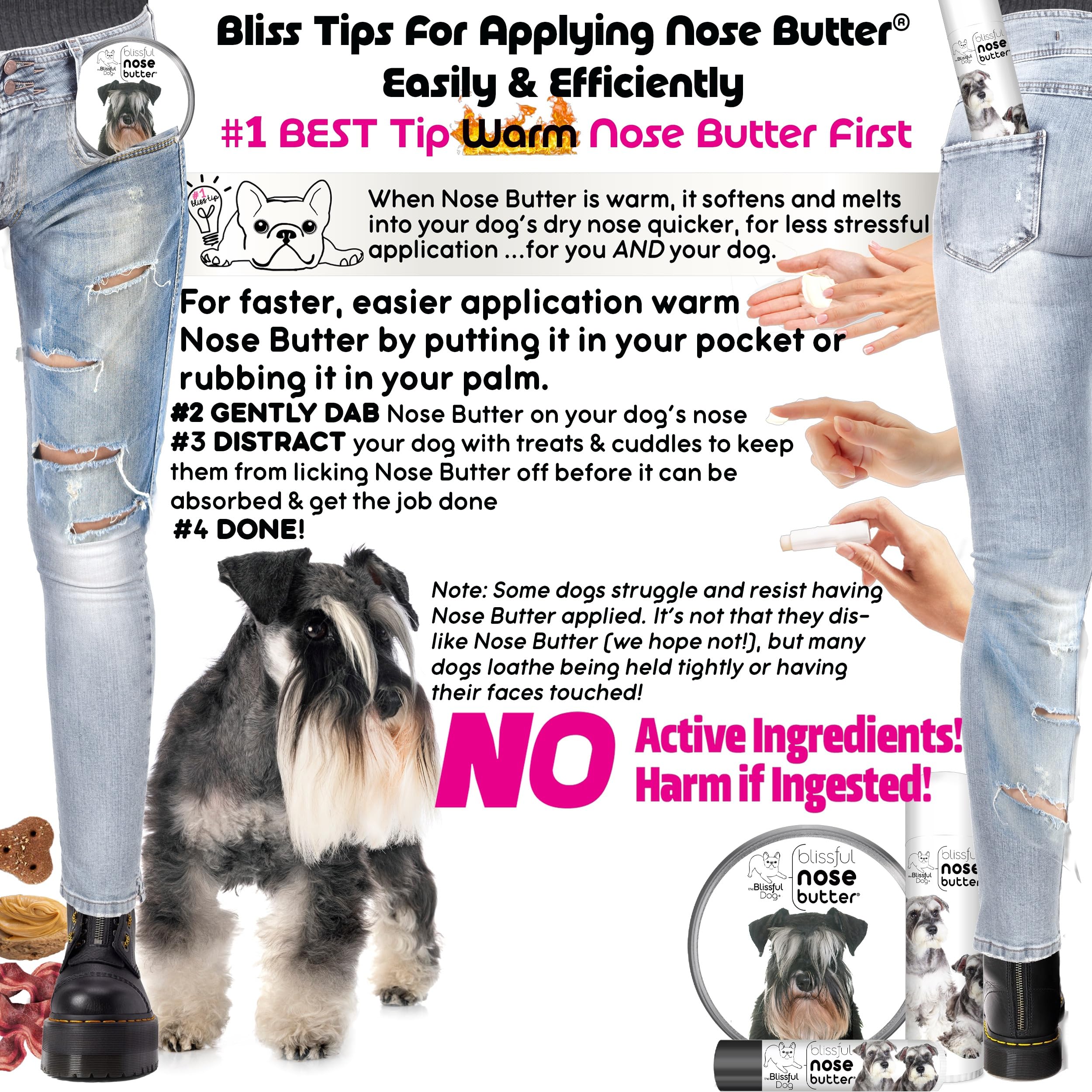The Blissful Dog Schnauzer Unscented Nose Butter - Dog Nose Butter, 4 Ounce