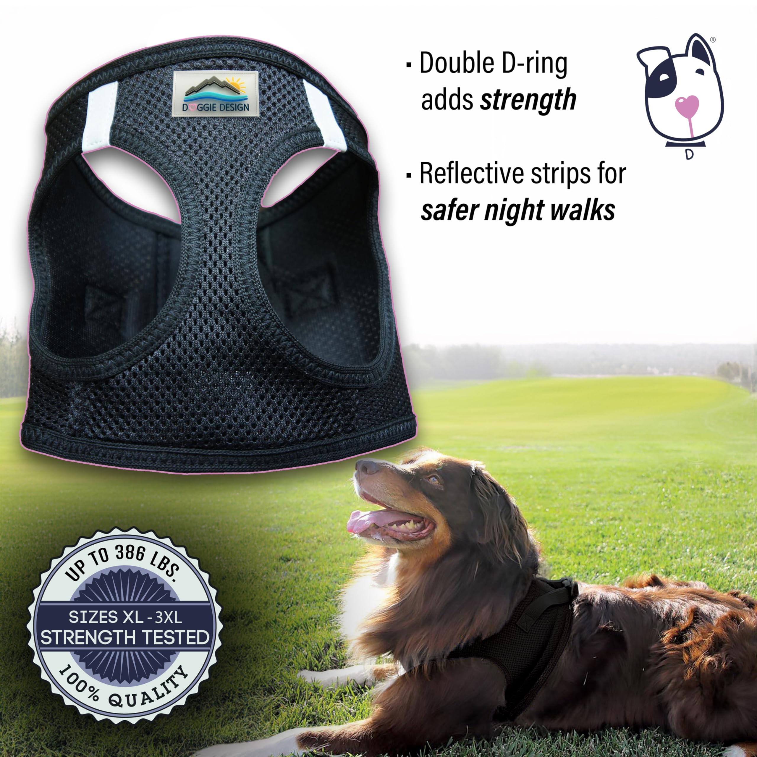 American River Ultra Choke-Free Mesh Dog Harness - Black (X-Large)