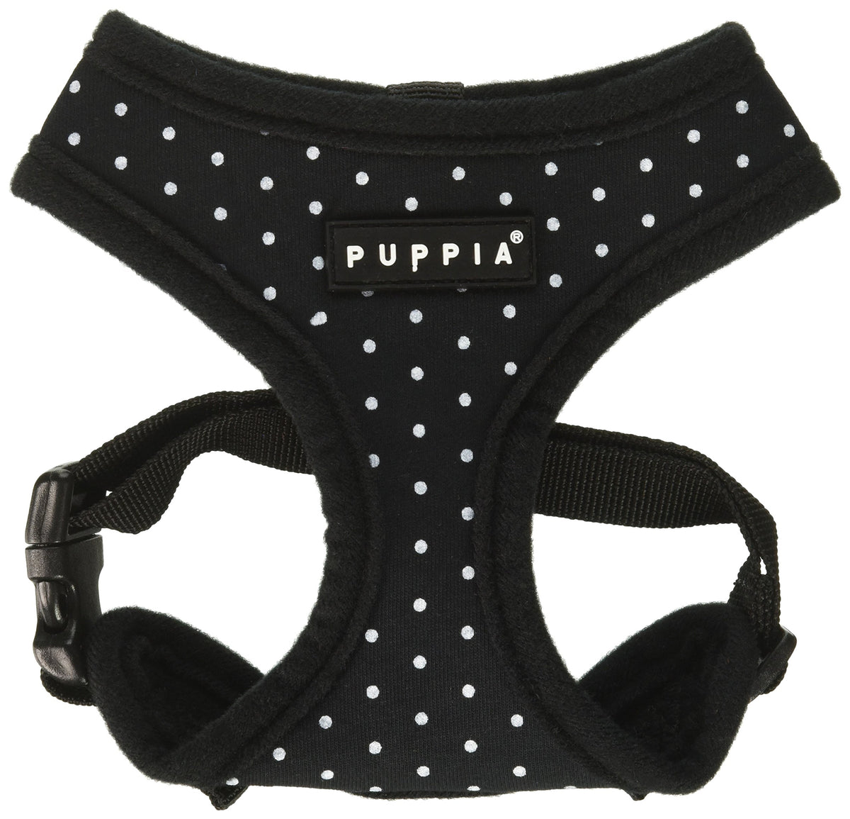 Puppia Dotty Dog Harness Over-The-Head No Pull No Choke Walking Training Adjustable For Small & Medium Dog, Small, Black