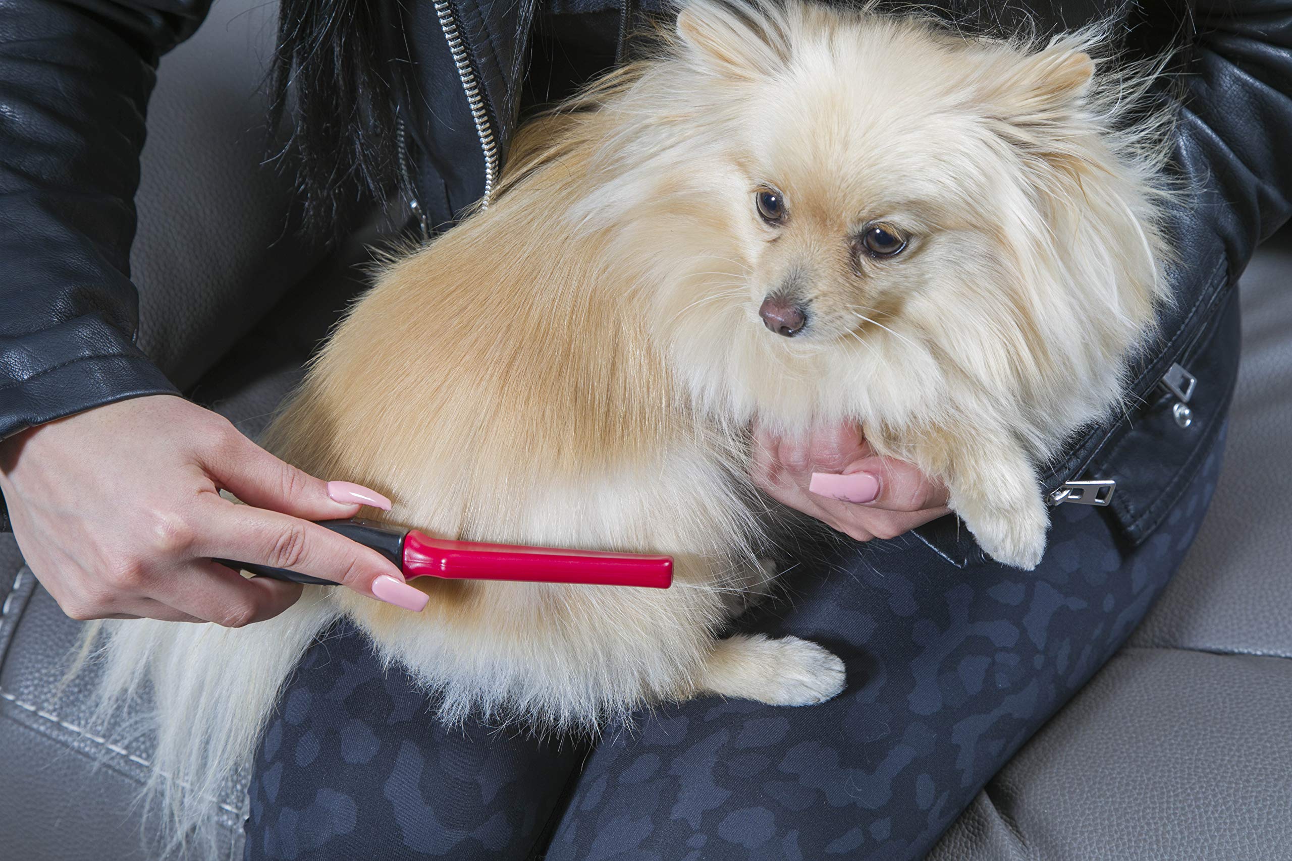 FURemover Grooming Brush & Comb Set, Suitable for All Coats, Includes One Flea Comb and One Dual-Sided Brush with Soft Bristles
