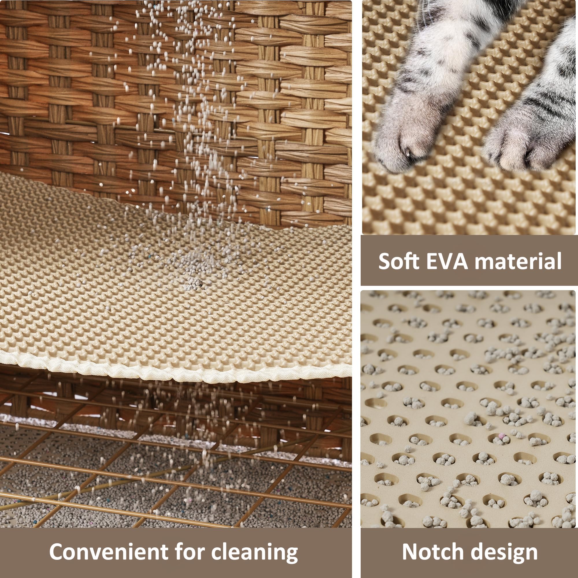 Honiakaka Cat Litter Box Enclosure, Handwoven Rattan, 18.2''L x 18.2''W x 24.2''H, Natural, Model HL