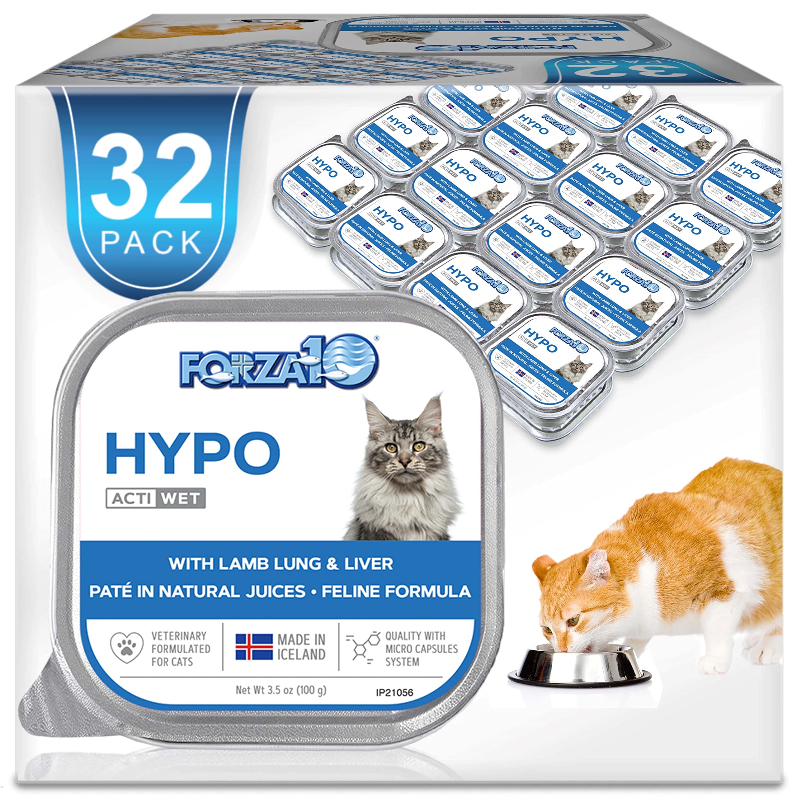 Forza10 Wet Hypoallergenic Cat Food, Canned Wet Cat Food, for Adult Cats with Allergy and Skin and Coat Conditions, 32 Pack Case