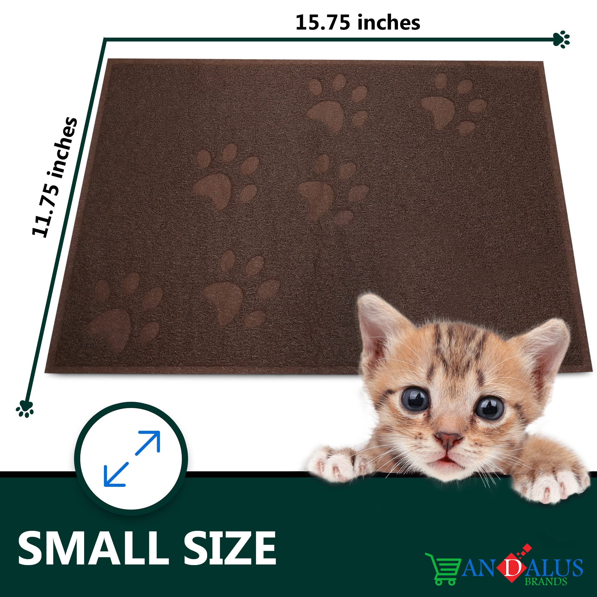 Andalus Premium Cat Litter Mat Pack Of 1-100% Waterproof With Non-Slip Backing Of Litter Box Mat - Soft On Kitty Paws & Easy To Clean Cat Mats For Litter - Brown, Small (15.75' X 11.75')