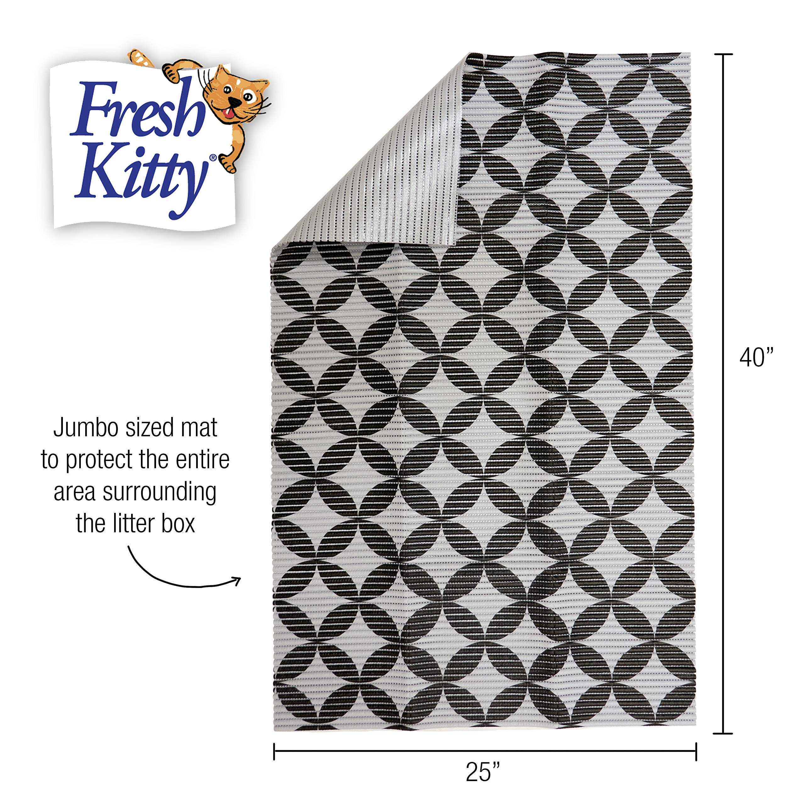 Fresh Kitty Durable Xl Jumbo Foam Litter Box Mat – Bpa And Phthalate Free, Water Resistant, Traps Litter From Box, Scatter Control, Easy Clean Mats – Gray Pattern 40”X 25” (9052)