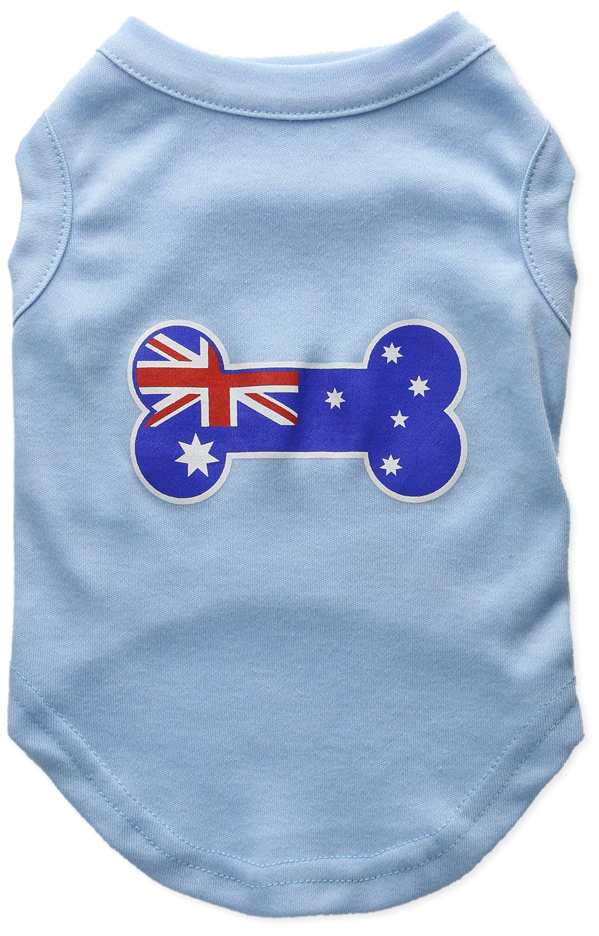 Pet Dog & Cat Shirt Screen Printed, &quot;Bone Shaped Australian Flag&quot; Baby Blue MD (6-10 lbs.)