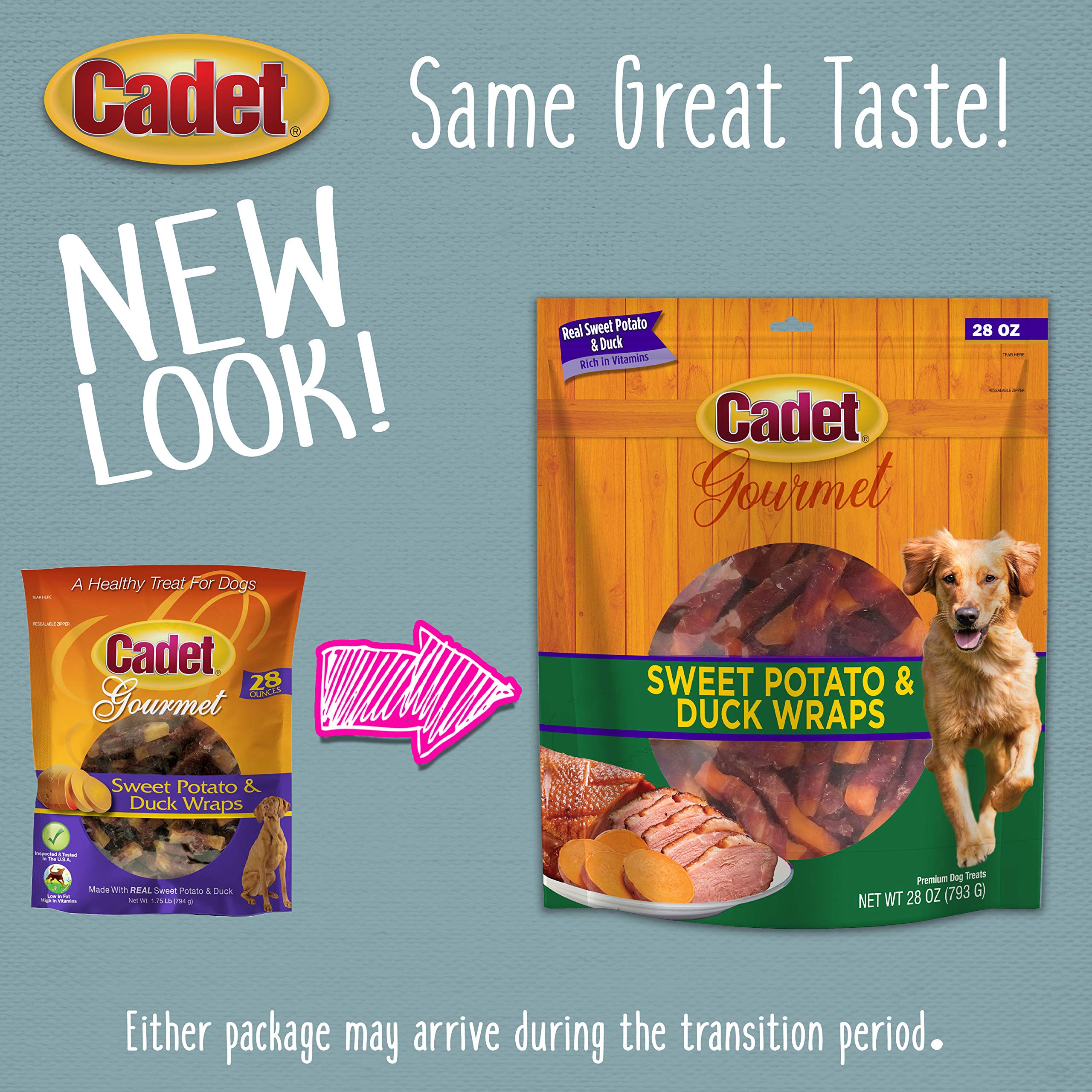 Cadet Gourmet Sweet Potato & Duck Wraps Dog Treats - Healthy & Natural Duck & Sweet Potato Dog Training Treats for Small & Large