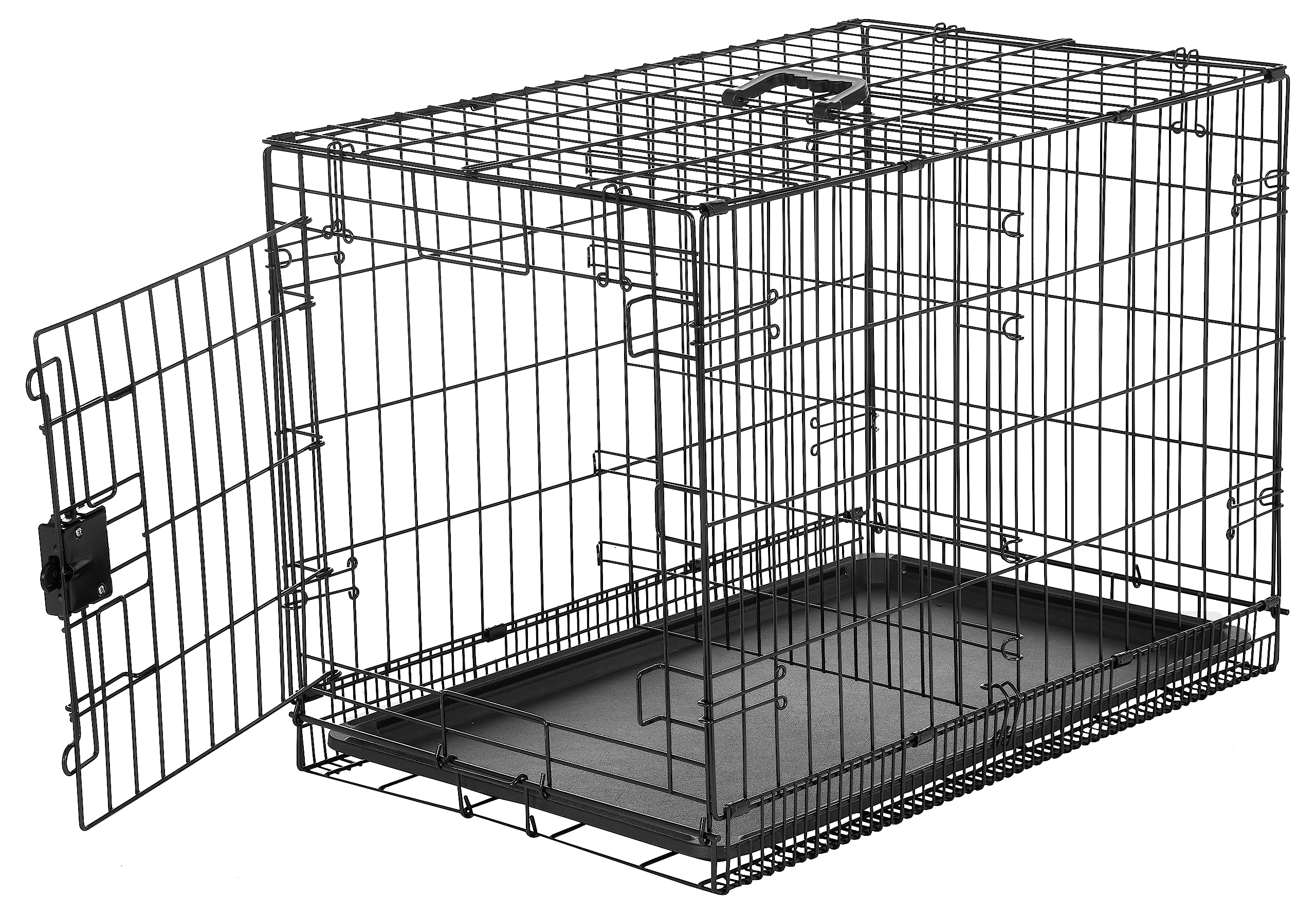 Amazon Basics Durable, Foldable Metal Wire Dog Crate With Tray, Single Door, 30 X 19 X 21 In, Black