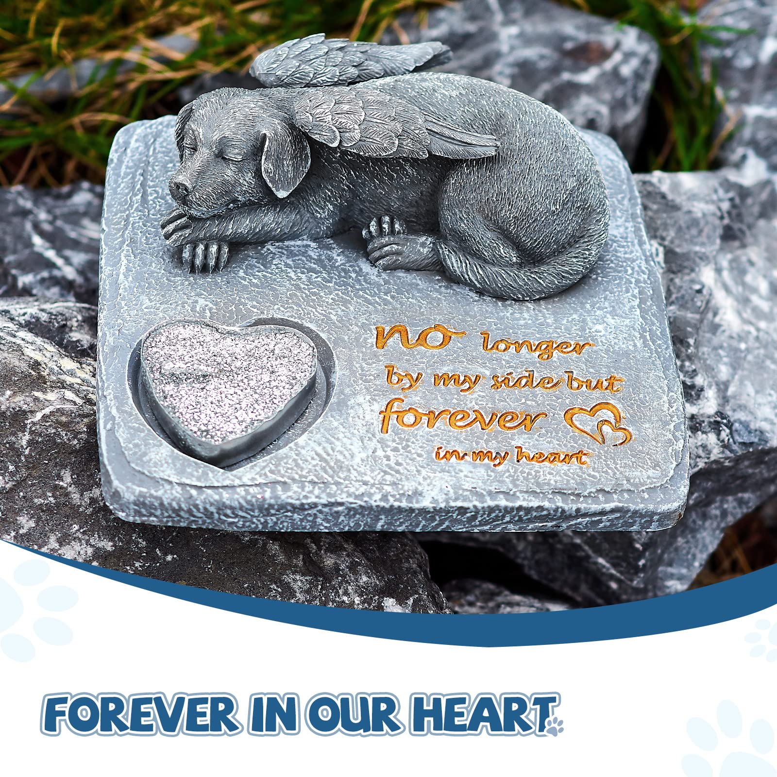Camsoon Dog Memorial Angel Statue With Candle, Pets Loss Gifts - Hand-Painted, Indoor/Outdoor Pet Memorial Stone Figurine
