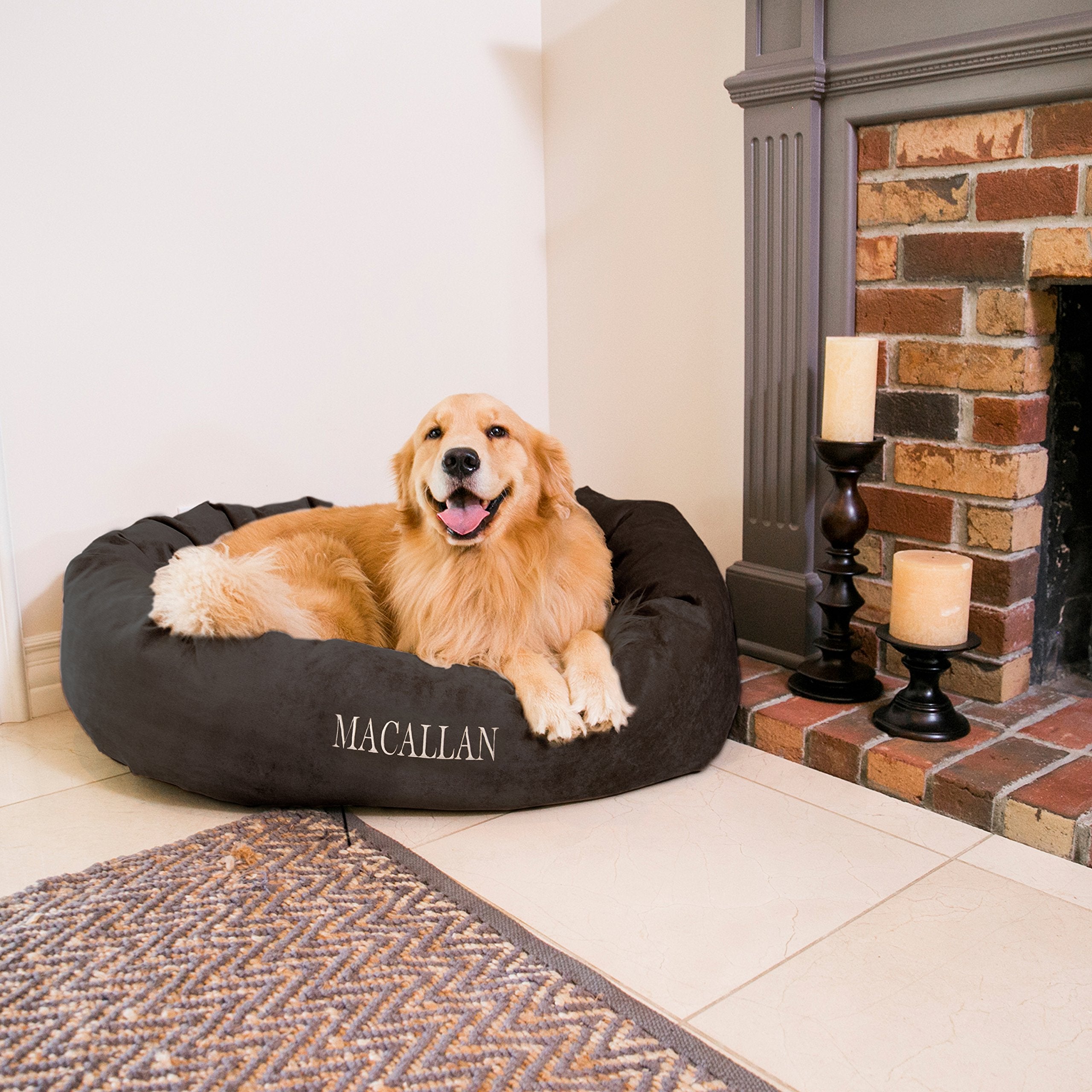Majestic Pet Personalized Villa Memory Foam Mix Calming Bed - Washable Cozy Soft Round Donut Dog Bed With Spine Support, 52 Inch