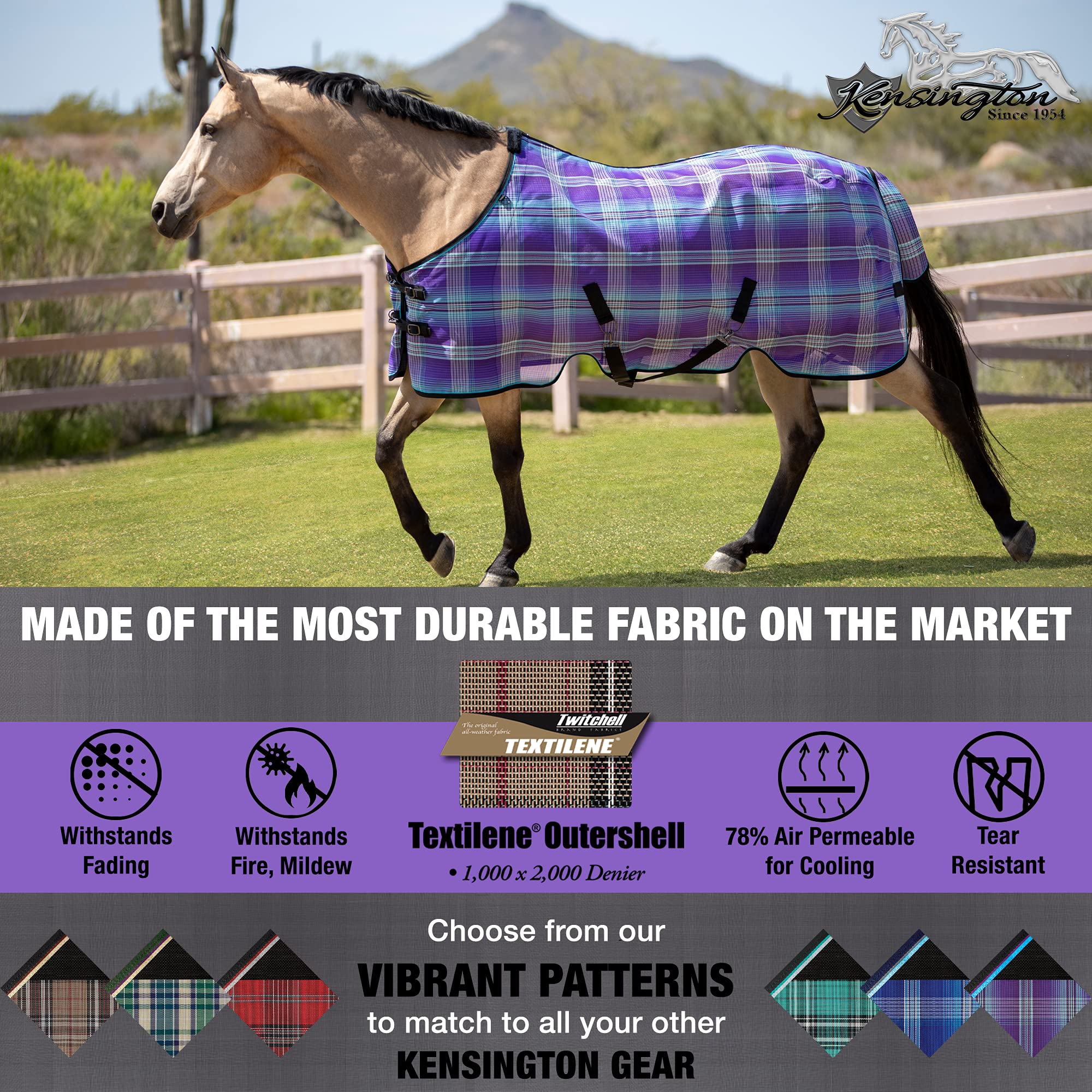 Kensington Breathable And Uv Protective Sheet Surefit All Season Protection For Horse - 69'', Lavender Mint
