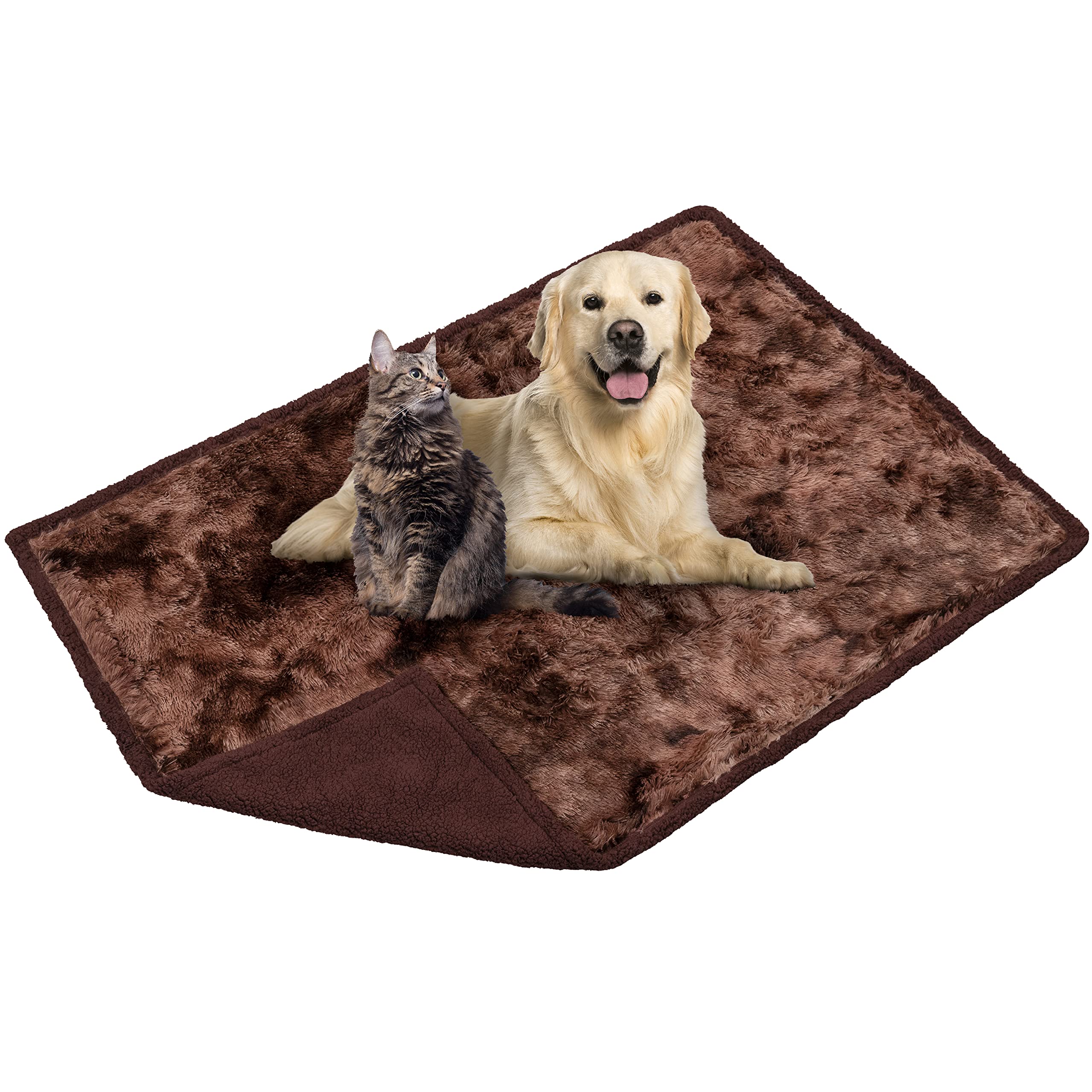 Petami Waterproof Dog Blanket For Medium Large Dog, Puppy Pet Blanket Couch Cover Protection, Sherpa Fleece Fuzzy Cat Blanket Throw, Couch Sofa Bed Furniture Protector Reversible, 40X60 Tie-Dye Brown