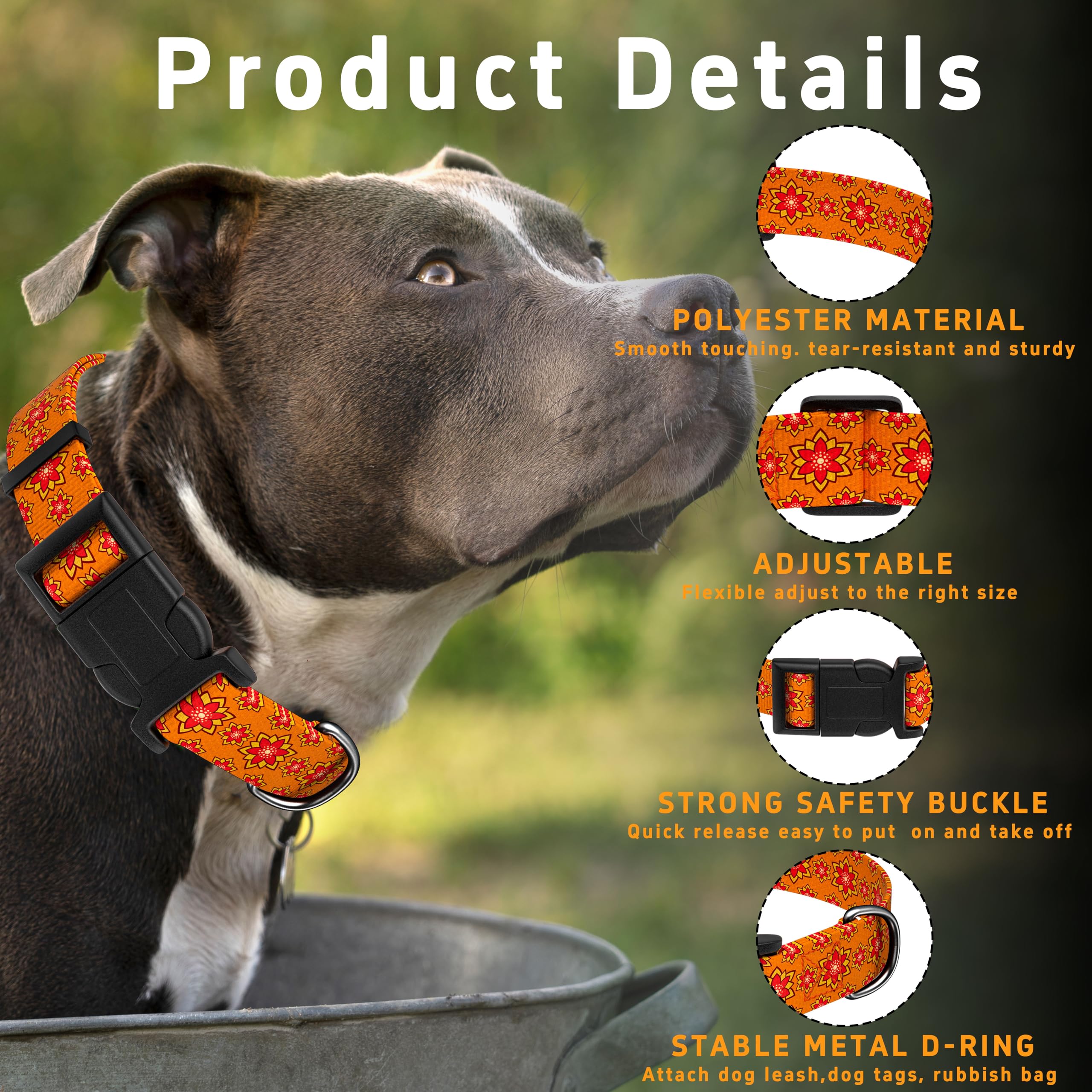 Seyezo Dog Collar, Classical Indian Spirit Boys Girls Puppy Collar For Small Medium Large Dogs, Adjustable Soft Indian Pet Colla