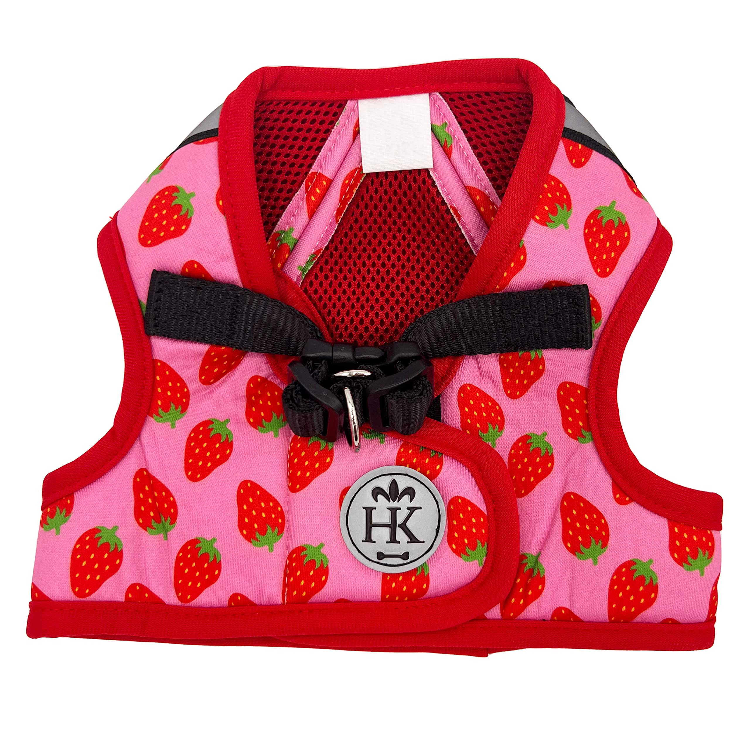 Huxley & Kent Hudson Walking & Training Harness - Strawberry (Small, 10-15Lbs) - Easy Control Step-In Mesh Vest Harness With Ref