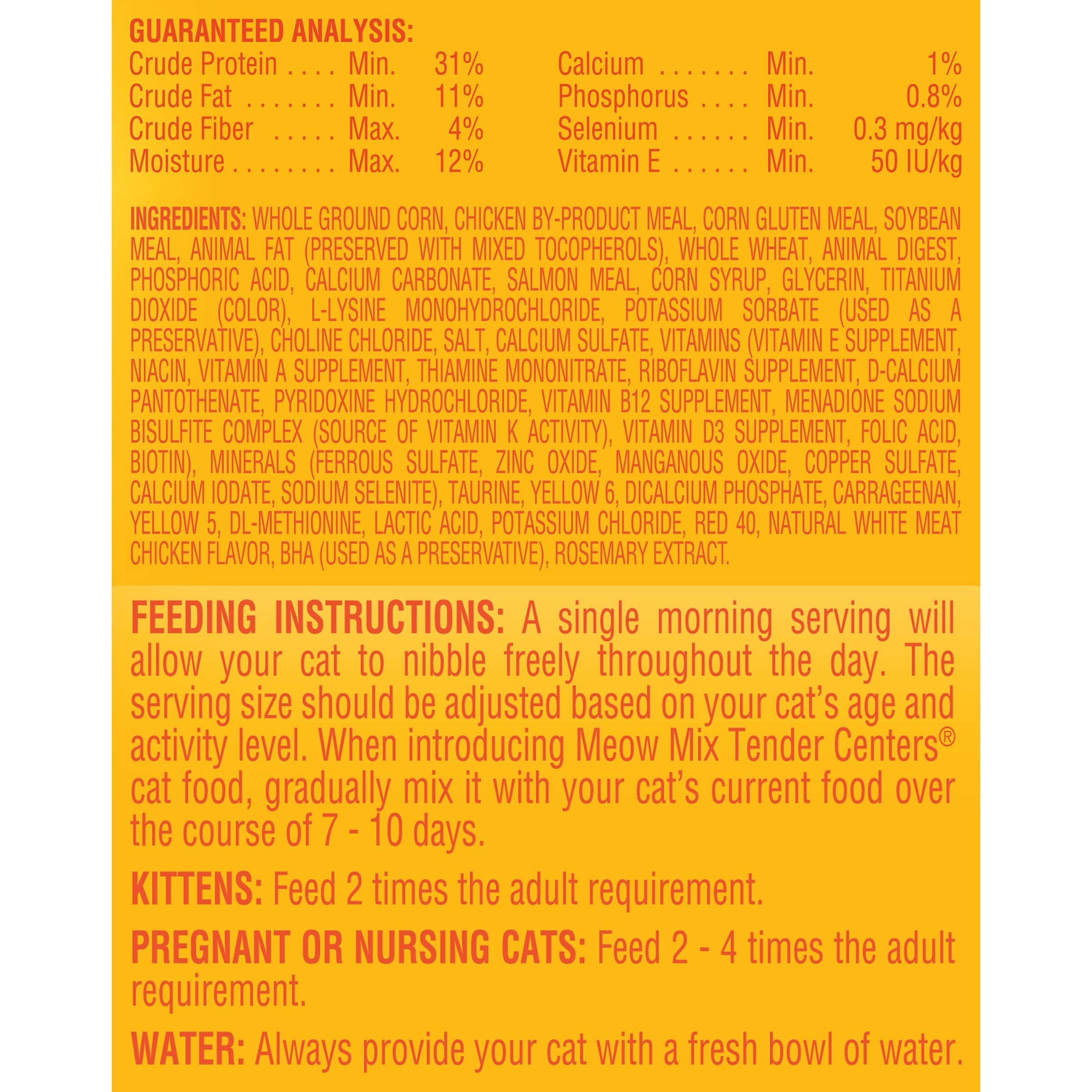 Meow Mix Tender Centers Salmon & White Meat Chicken Flavors Cat Food, 3 Pound (Pack of 4), Crunchy Outside Meaty Inside
