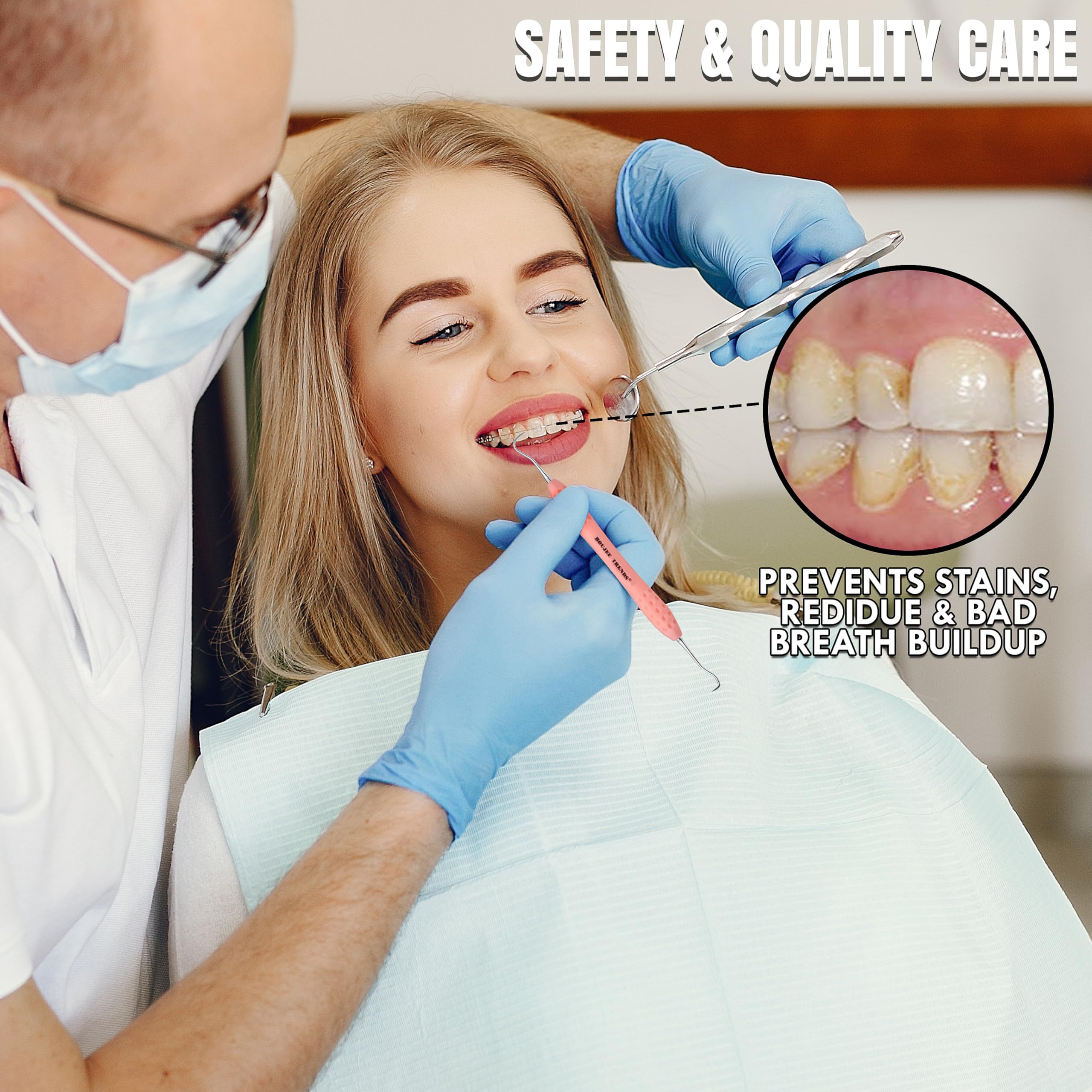 Professional Dental Tools |Tartar Scraper for Dentist, Personal Use and Pets | Plaque Remover with Comfortable Grip, Double Ende