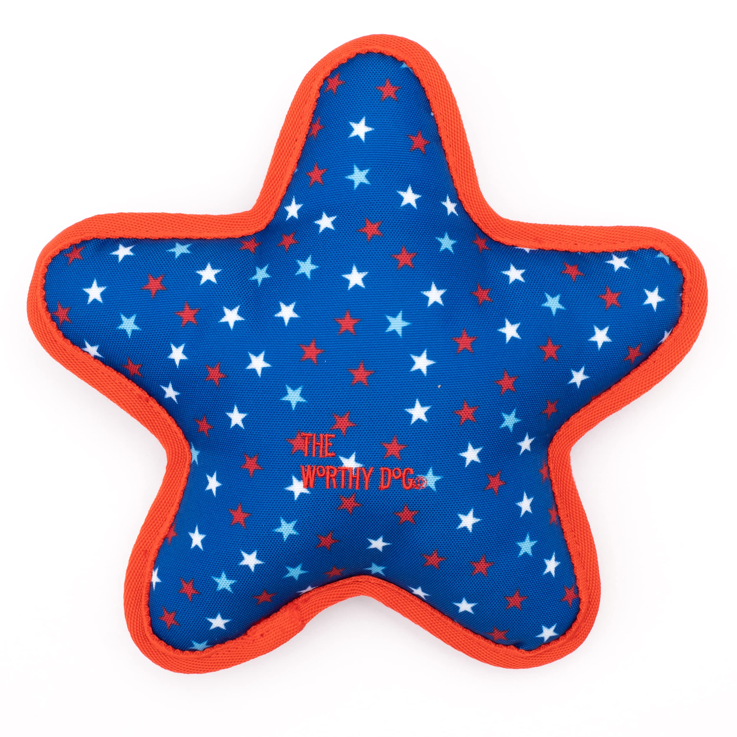 The Worthy Dog Tough Patriotic Star Chew Toy Red/Blue, Fun Fetch Play With Squeaker For Dogs Durable Material For Active Dogs-Large