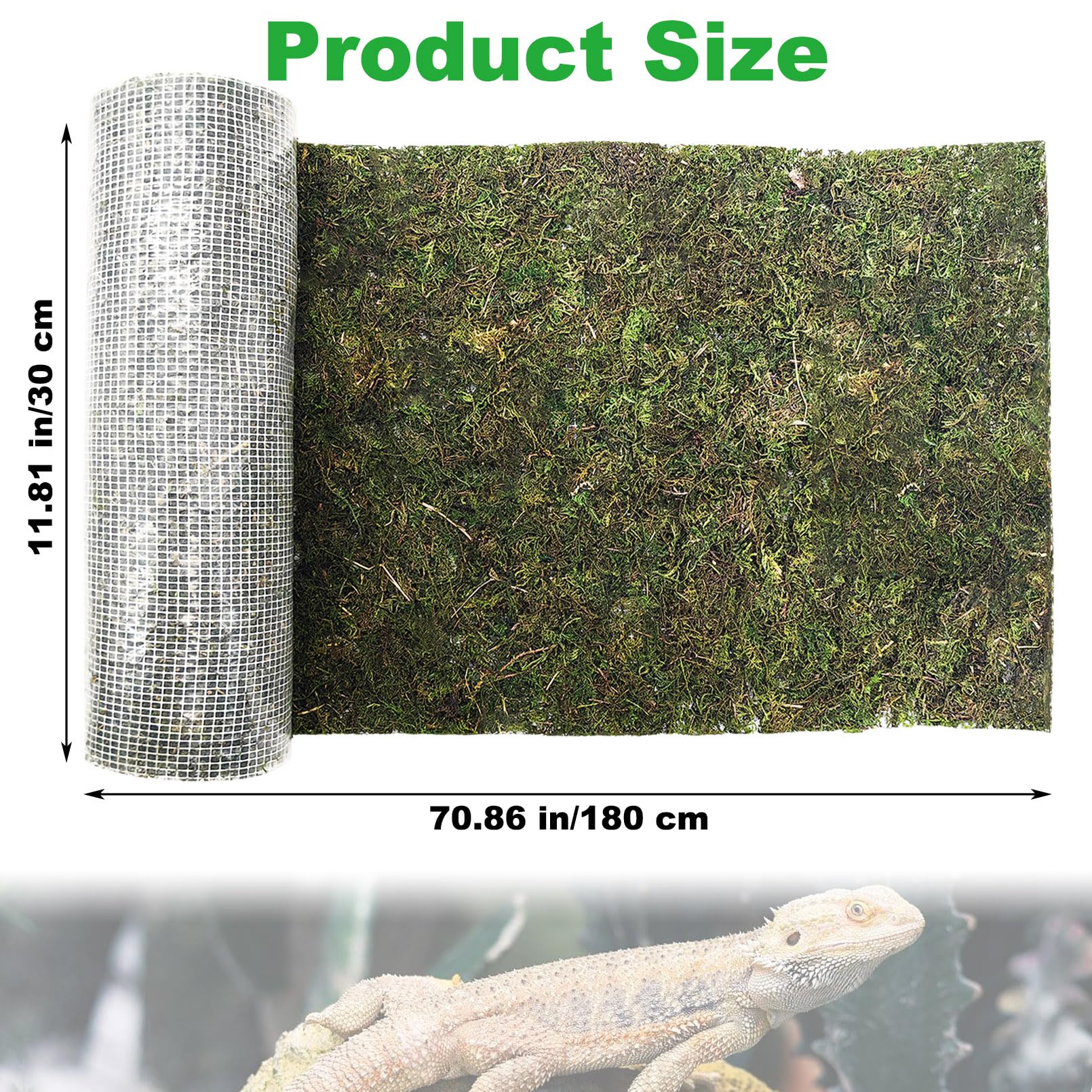 Kathson Reptile Carpet, Natural Moss Mat For Terrarium, Bearded Dragon Tank Flooring Green Substrate Liner For Leopard Gecko Her