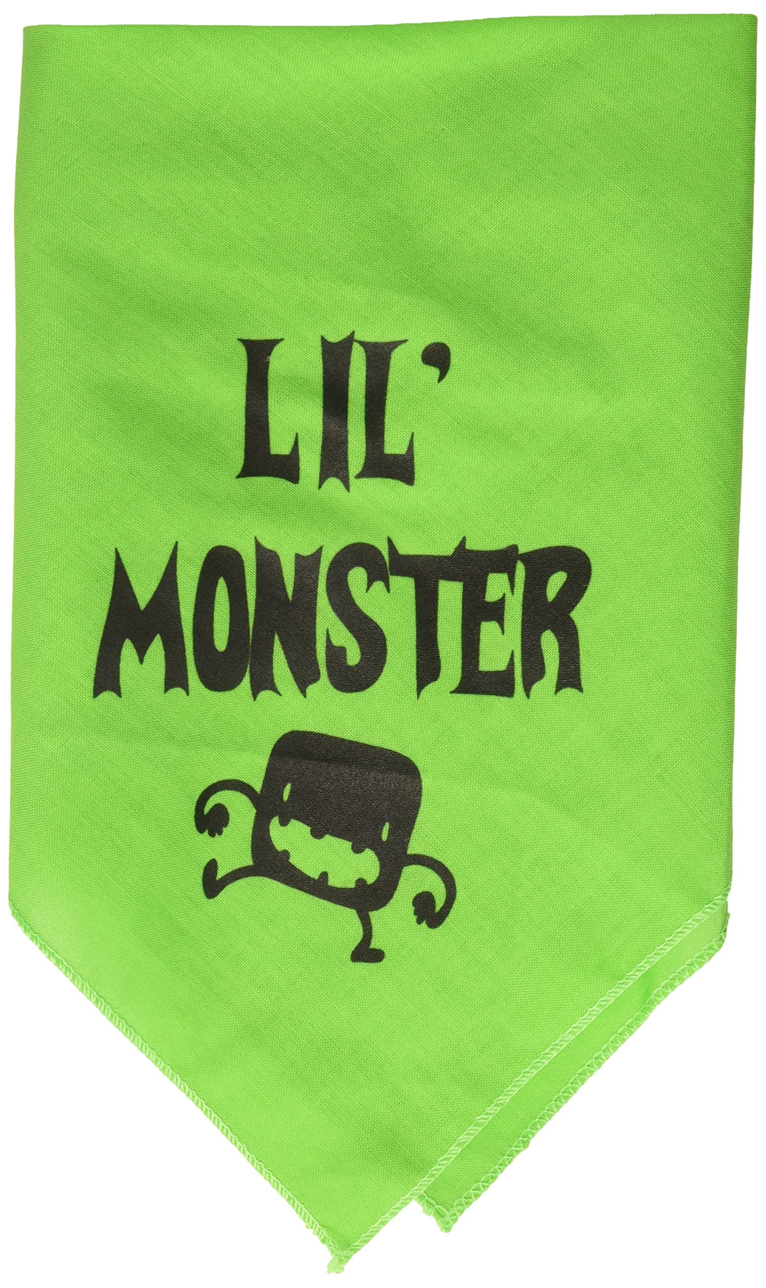 Halloween Pet and Dog Bandana Screen Printed, Lil Monster Lime Green Small