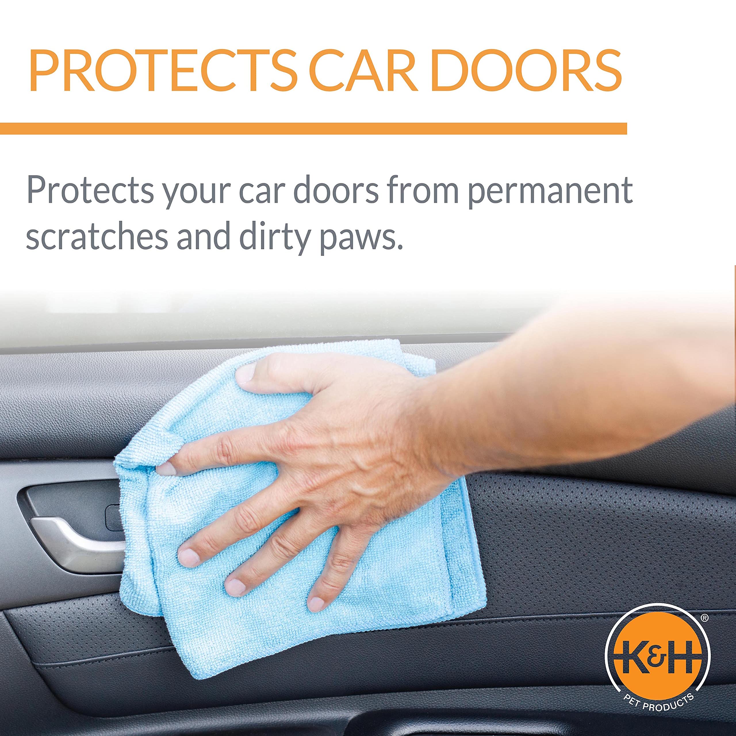 K&H Pet Products Car Door Protector For Dogs, 2 Pack Waterproof Interior Pet Car Door Protector From Dog Scratching, Stay Put Cover Design, Fits Most Vehicles, Washable - 27 X 19In Gray