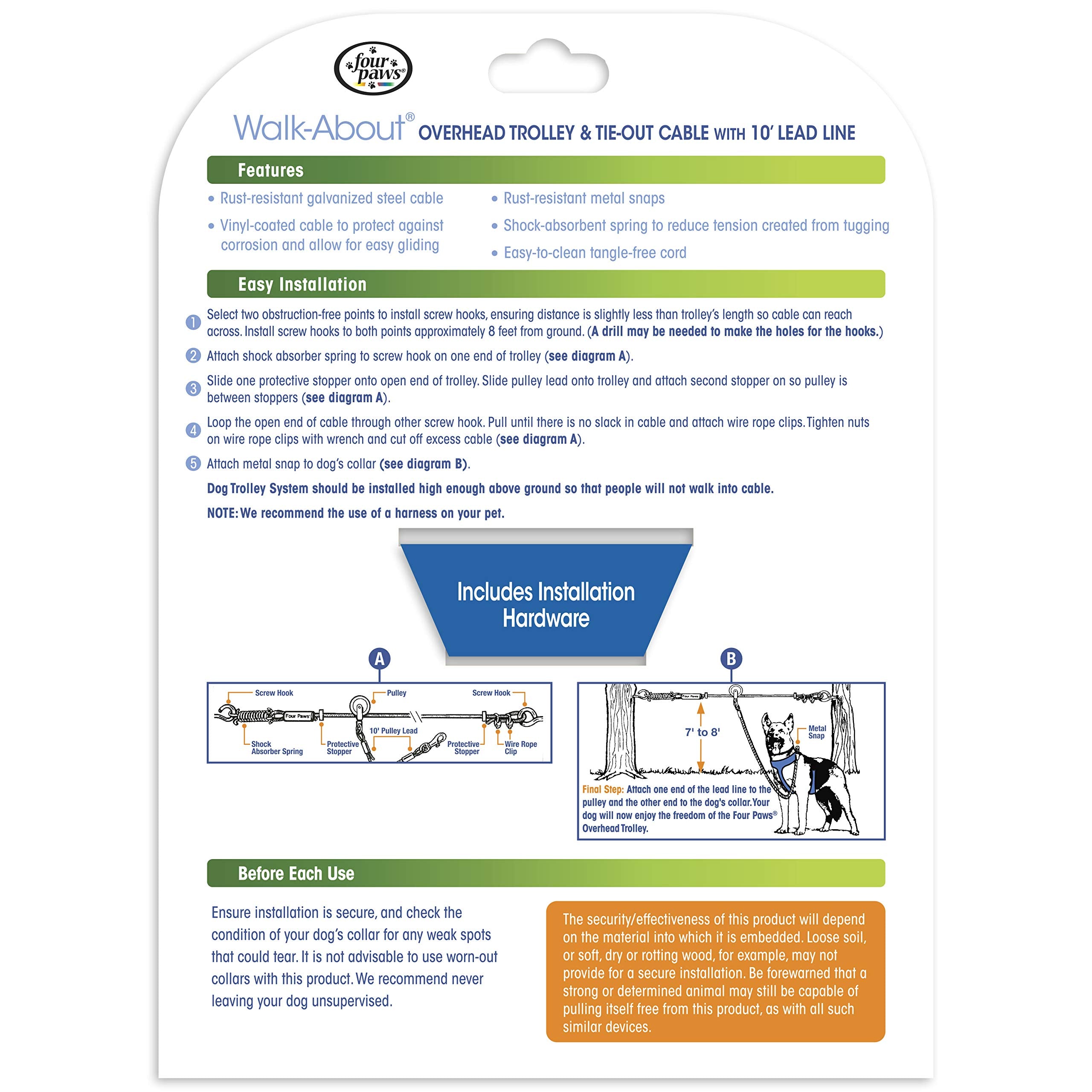 Four Paws Heavy Weight Trolley Exerciser Silver 100 Feet