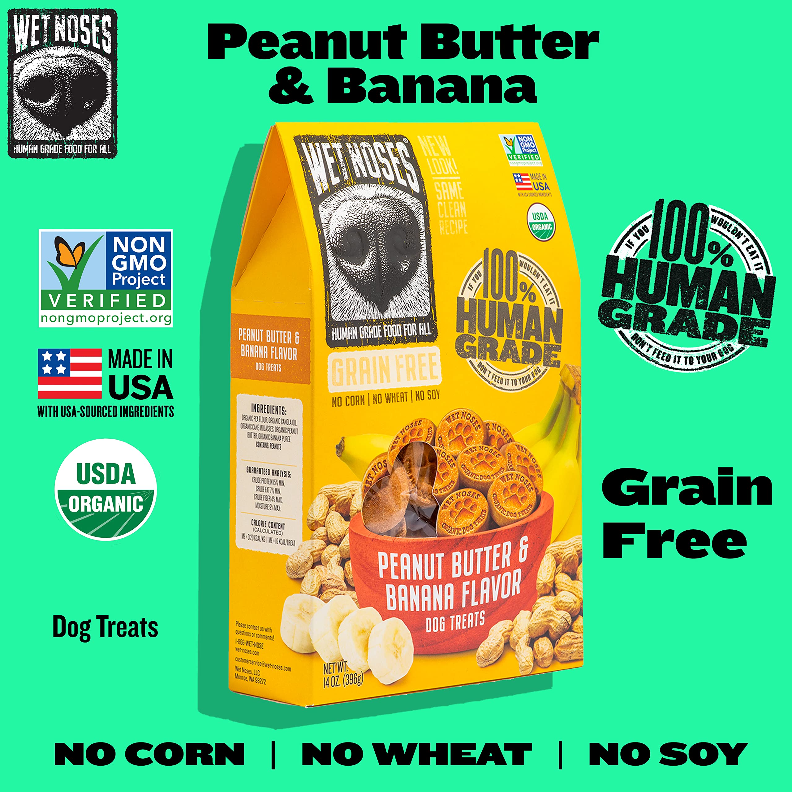 Wet Noses Grain Free Peanut Butter Banana Dog Treats 14 oz.