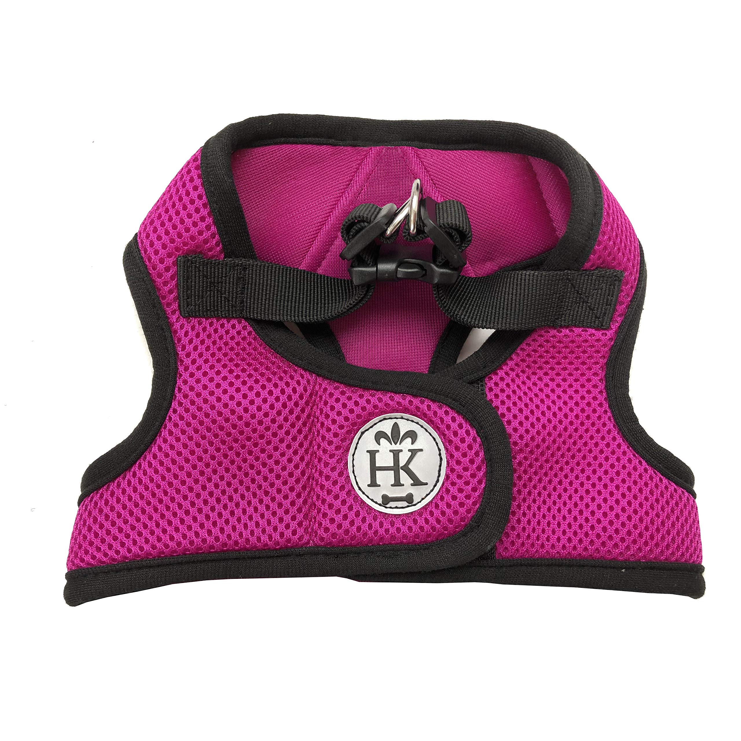 Huxley & Kent Hudson Walking & Training Harness - Raspberry (Large, 22-35Lbs) - Easy Control Step-In Mesh Vest Harness With Refl